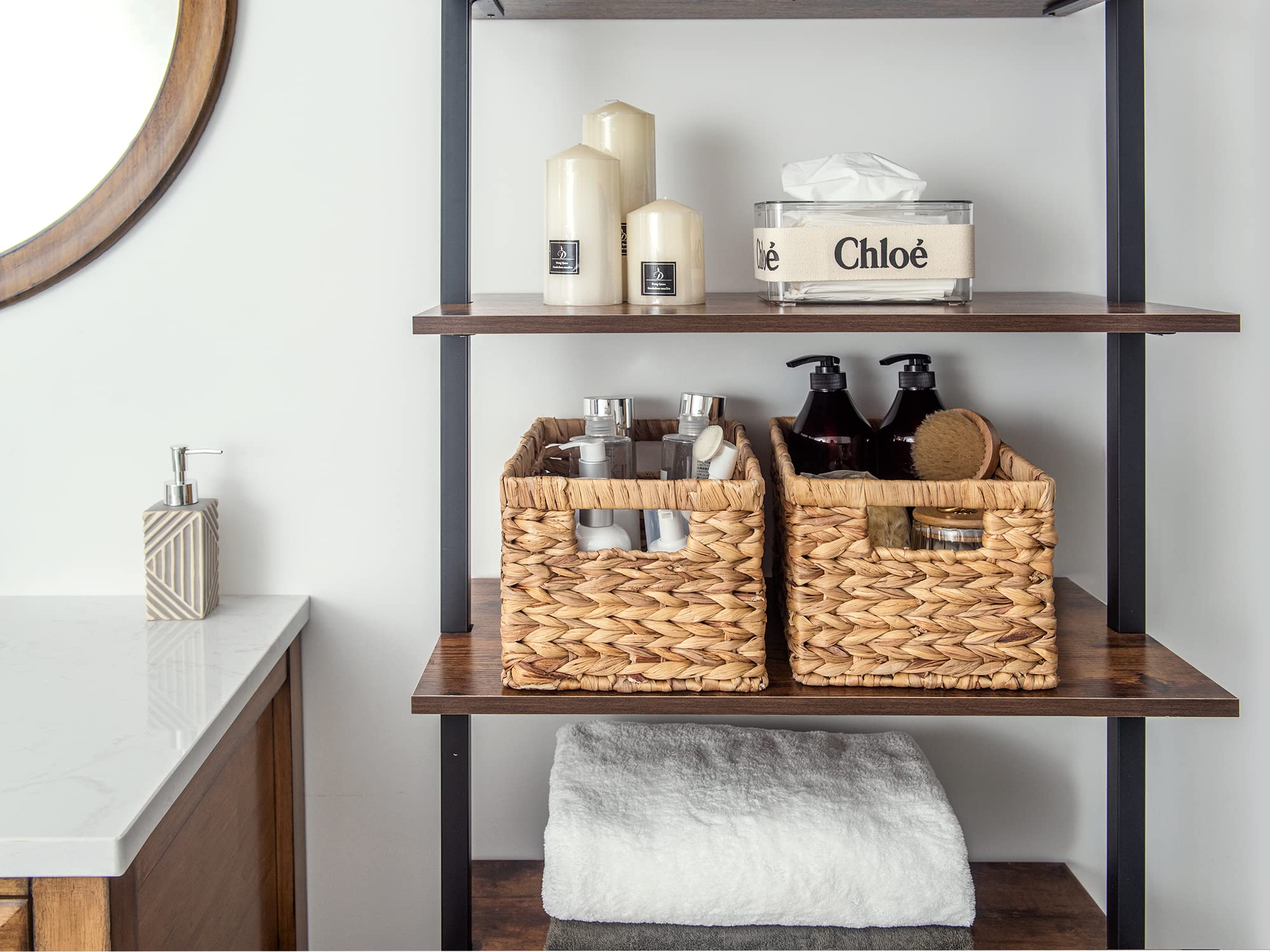 Storageworks Wicker Basket, Baskets For Organizing, Storage Basket With Built-In Handles, Water Hyacinth Shelves (Medium 2-Pack,