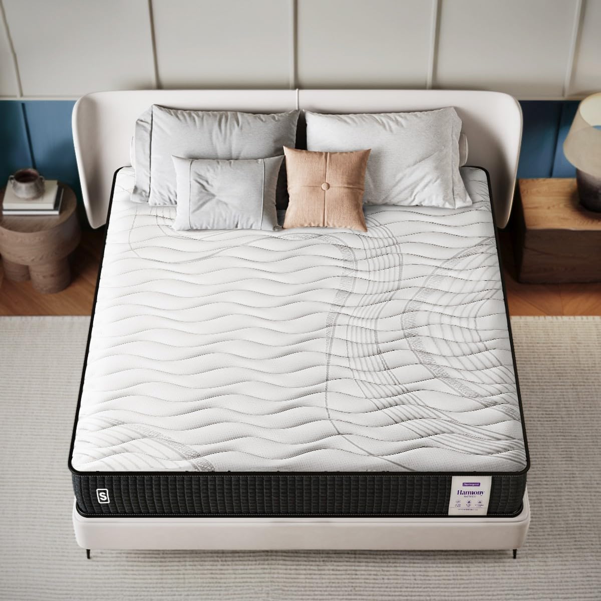 Springwel Harmony 8 Inch Pocket Spring Quilted Bed Mattress | 15 Yrs Warranty | Zero Motion Transfer Bounce Tech | Breathable & 