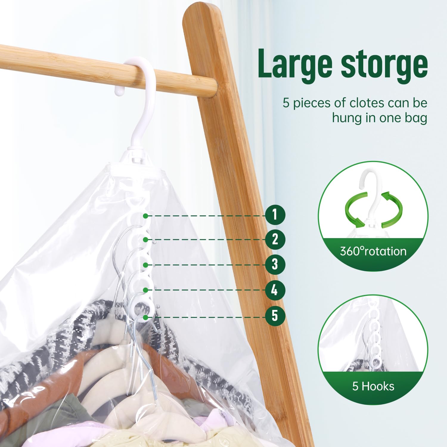 Hanging Vacuum Storage Bags For Clothes With Hand Pump,Coat Storage Bag Hanging,Vacuum Bags For Clothes,Space Saver Vacuum Stora