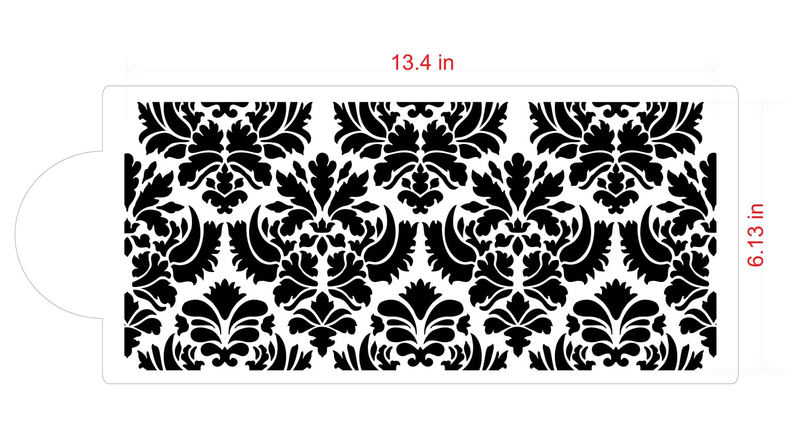 Designer Stencils C405 Damask Cake Tier 5 Cake Stencil, Beige/Semi-Transparent 3.1'' X 13.5''