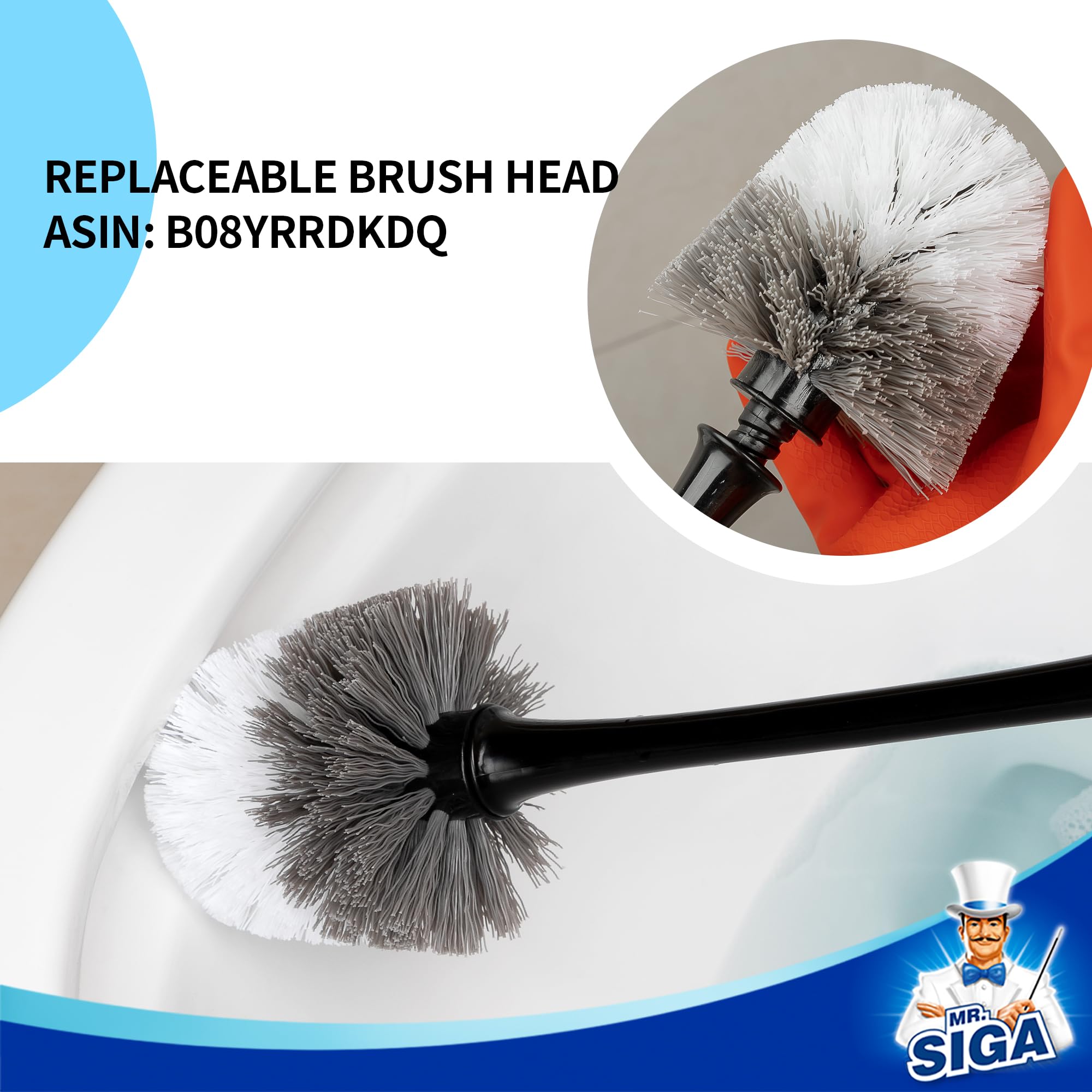 Mr.Siga Toilet Plunger And Bowl Brush With Holder, Heavy Duty Toilet Brush And Plunger Set For Bathroom Cleaning, Black, 1 Set