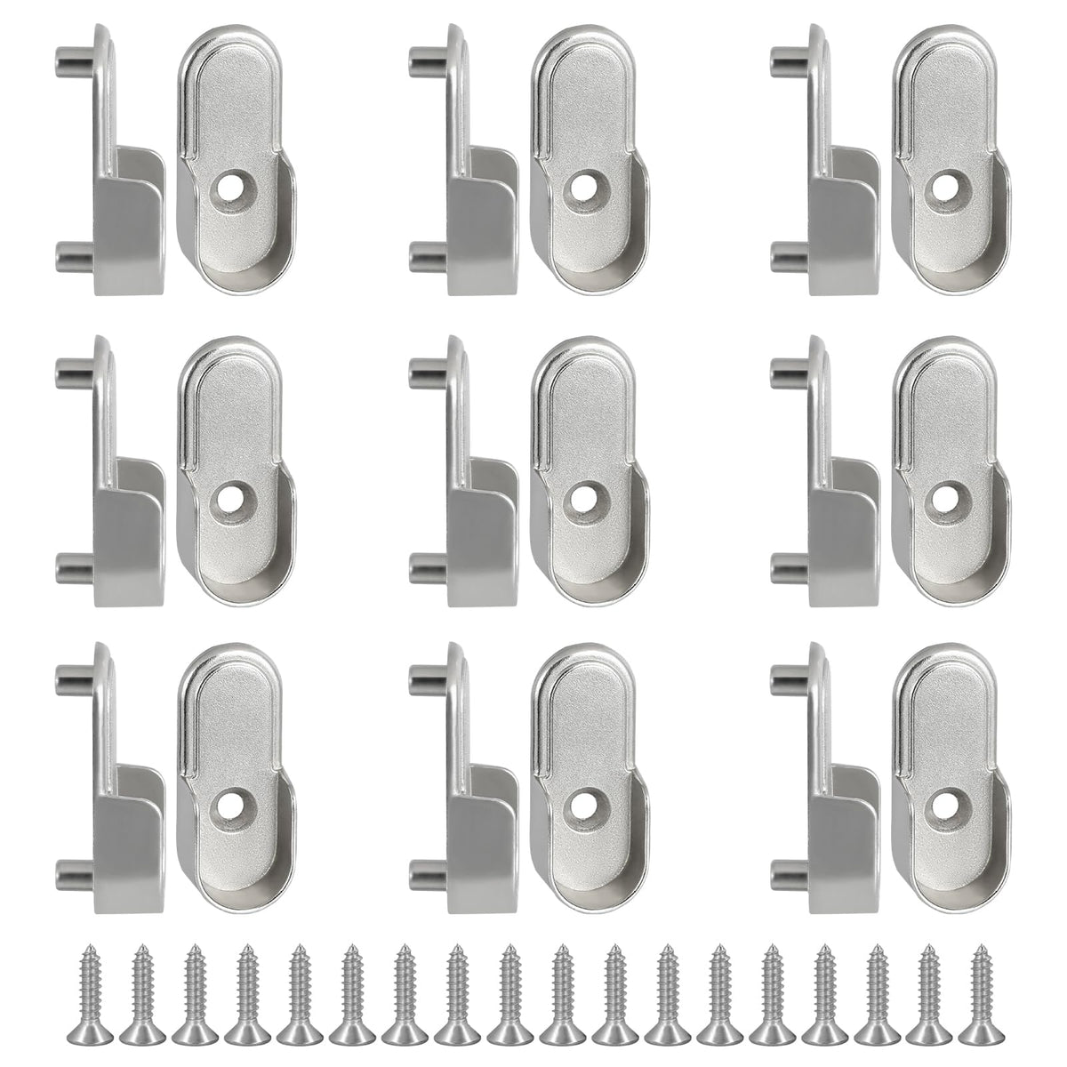 Kovosch 18 Pcs Oval Closet Rod End Support, 15Mm X 30Mm Wardrobe Bracket Zinc Alloy Closet Rod Holders, Heavy-Duty Closet Rod Br