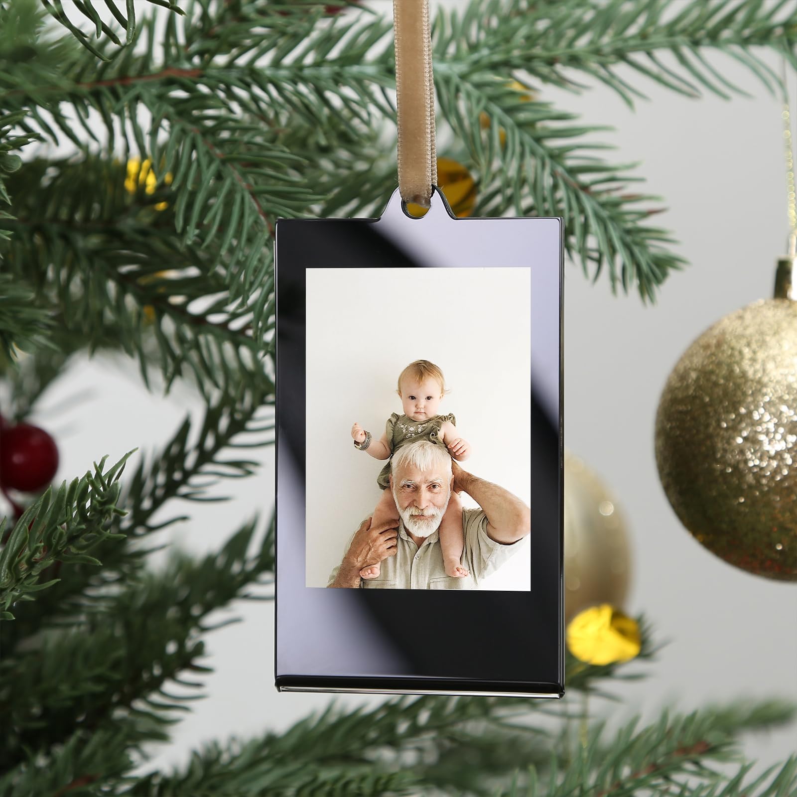 UNIQOOO 8 Set Christmas Instax Acrylic Picture Frames 8.6 * 5.4cm Fujifilm Polaroid Picture Ornaments, Blank Double-Sided Pictur