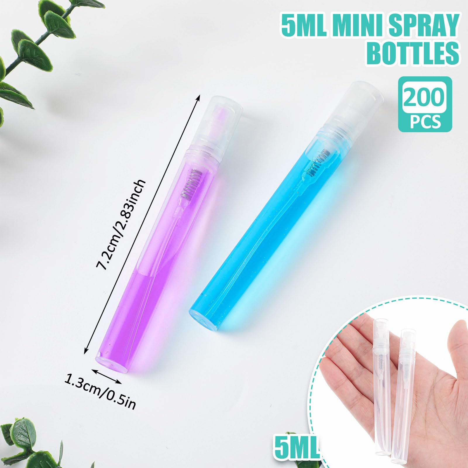 Zhehao 200 Pcs Mini Spray Bottles 5 Ml Clear Plastic Perfume Bottles Refillable Fine Mist Perfume Atomizer Portable Empty Sample