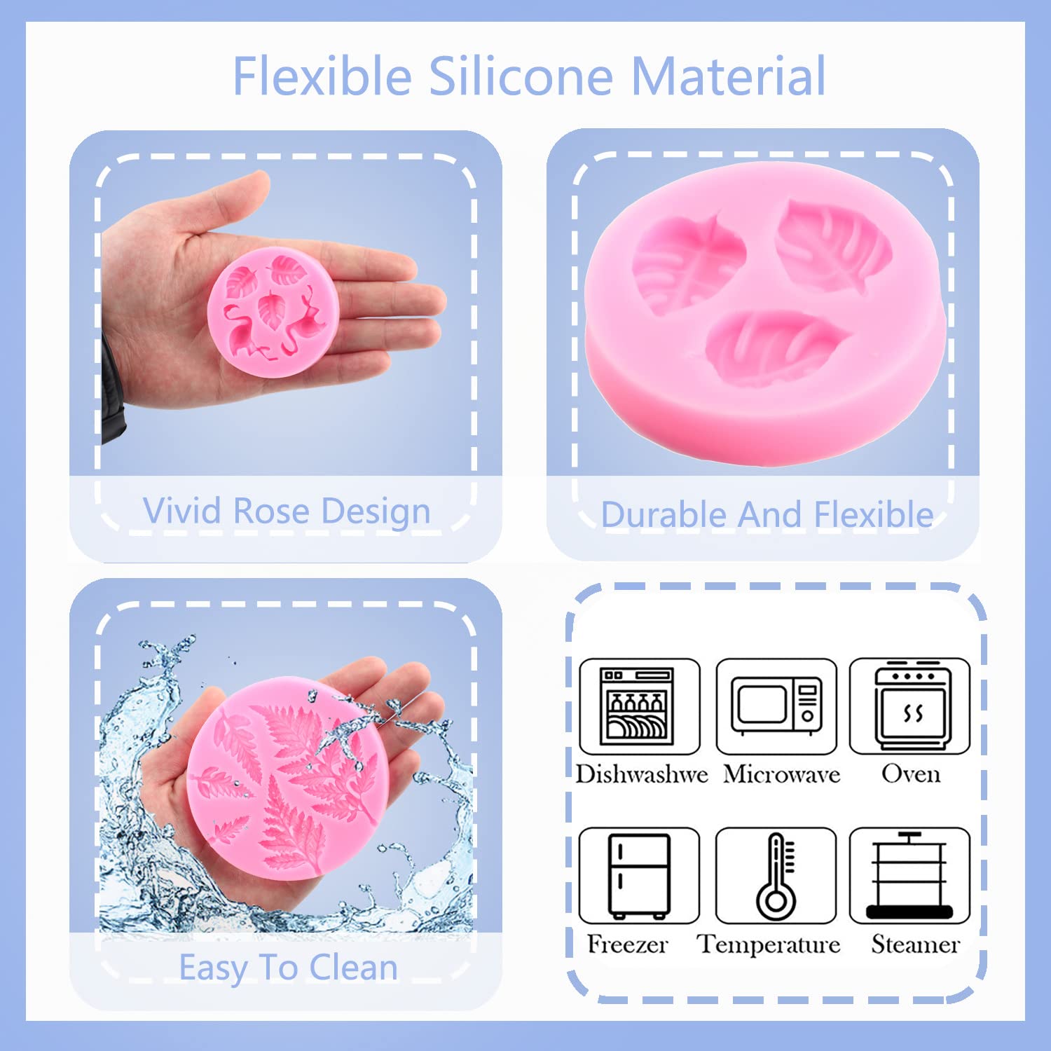 Zixiang Flamingo Tropical Leaf Silicone Mold Fern Monstera Leaves Fondant Molds For Cupcake Topper Cake Decorating Chocolate Res