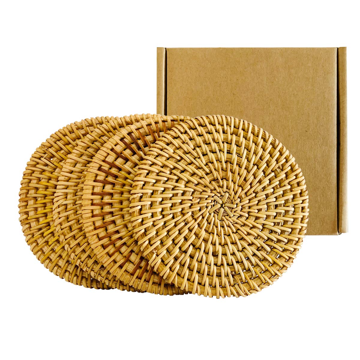 Handmade Braided Drink Coasters 4 Pcs Unique Present For Friends,Birthday,Living Room Decor,Holiday Party (3.94'' Round)
