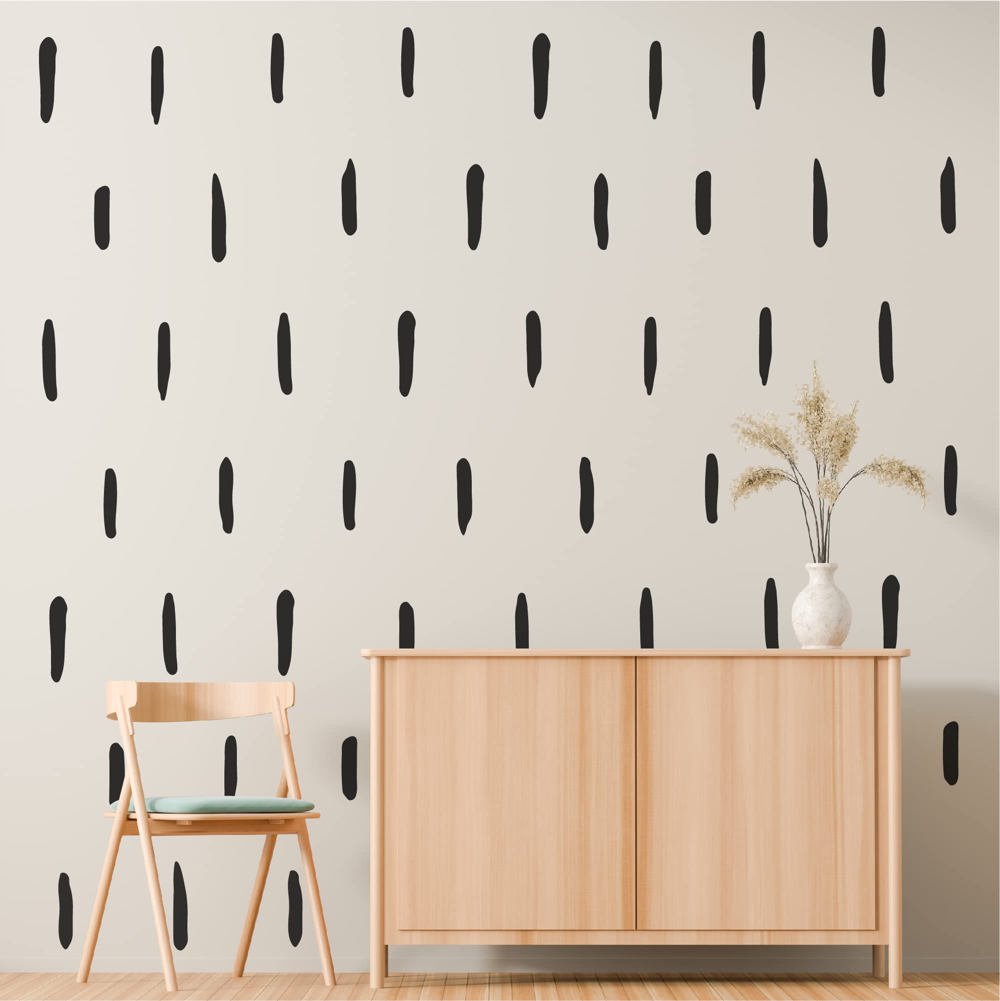 Shyjshyj Black Thick Irregular Line Vinyl Abstract Wall Decals, Peel And Stick Modern Boho Stickers, 120 Upright Stripes For Kid