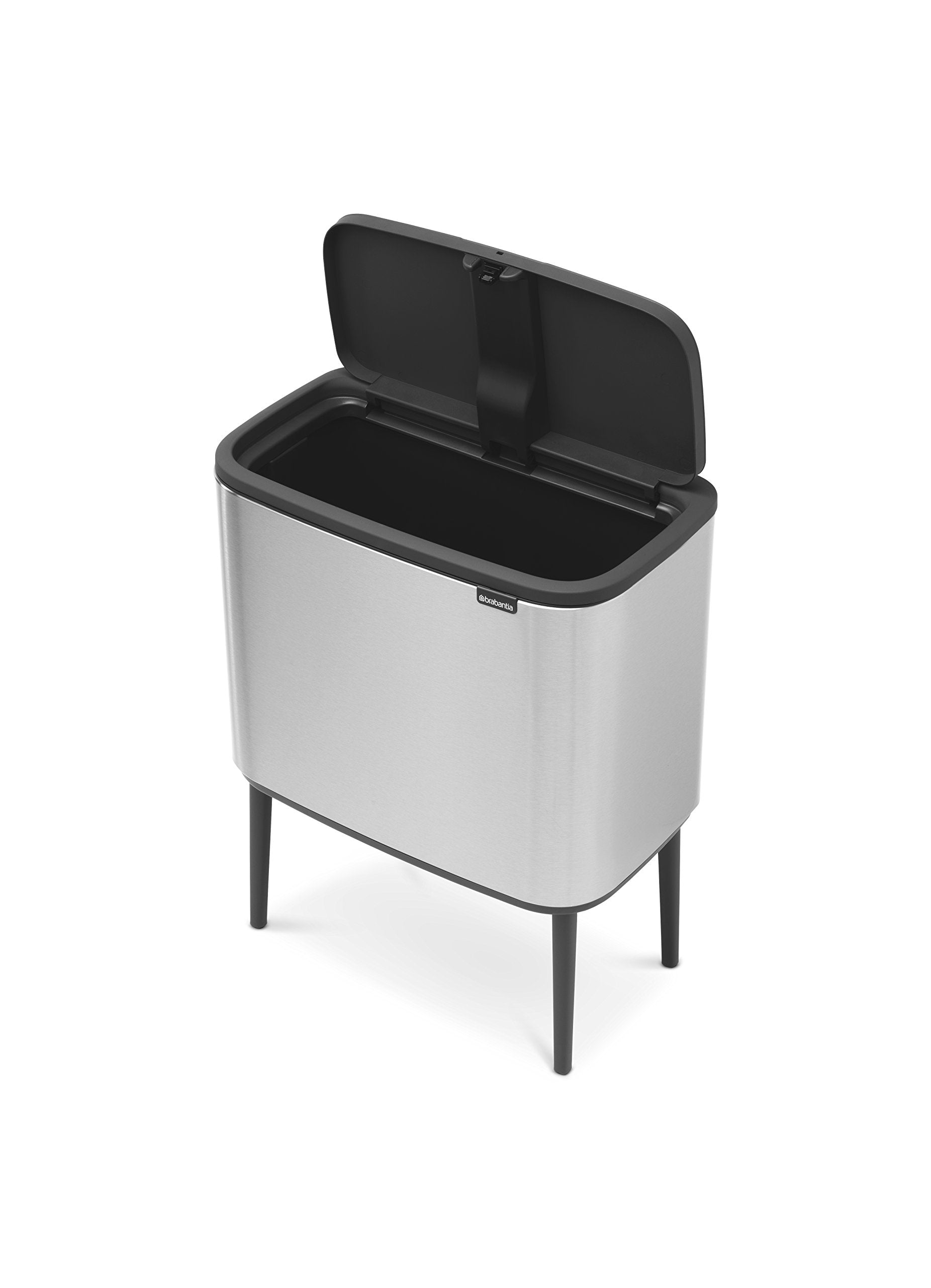 Brabantia Bo Trash Can - 1 x 9.5 Gal Inner Bucket (Matt Steel FPP) Waste/Recycling Garbage Can  Removable Compartment