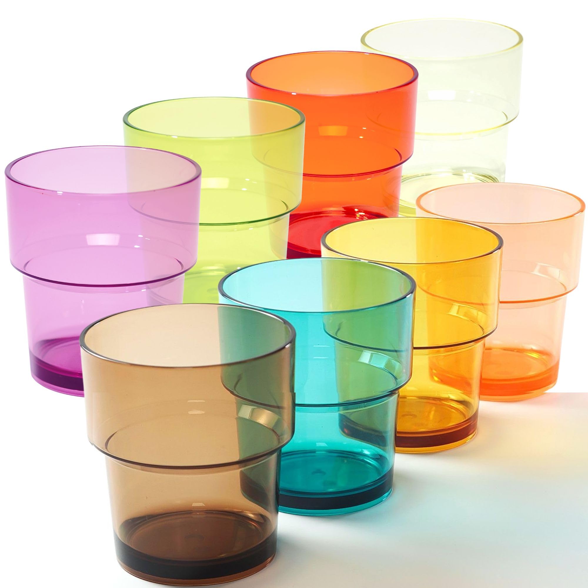 WowProLiv 14 oz Plastic Stackable Drinking Tumblers, BPAFree, Dishwasher Safe, Durable Shatterproof Reusable Kid Cups, Everyday