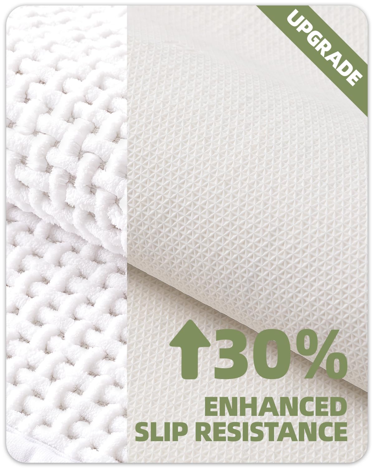 Color&Geometry Small Bathroom Rugs Upgraded Denser Chenille Pile, 16''X24'' Non Slip Absorbent White Bath Mats For Bathroom Thin