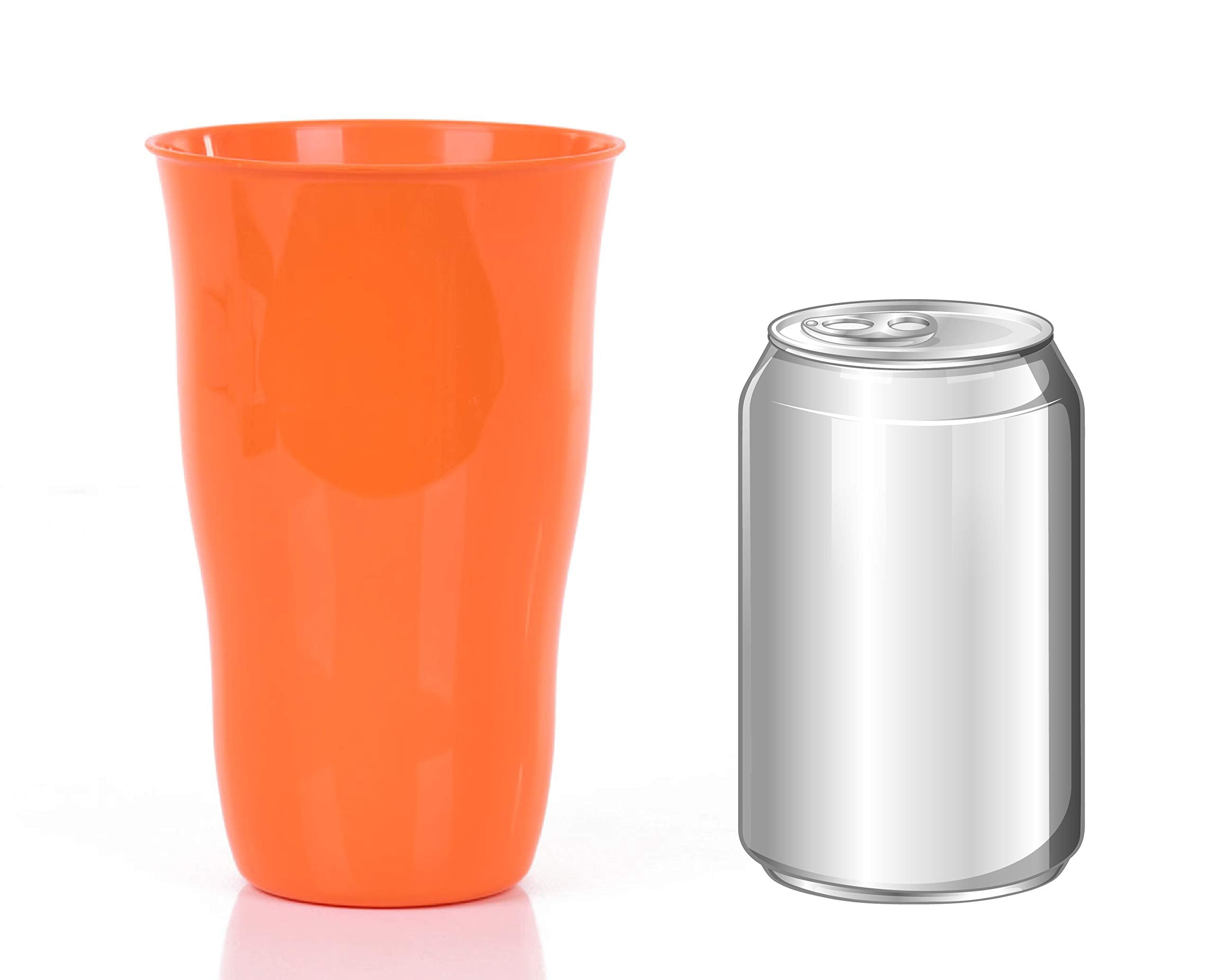 Mintra Home Reusable Plastic Cups 21 Ounce Tumbler - Pack Of 6 (Orange) For Party, Kids, Home, Kitchen, Events, Drinks And Drink