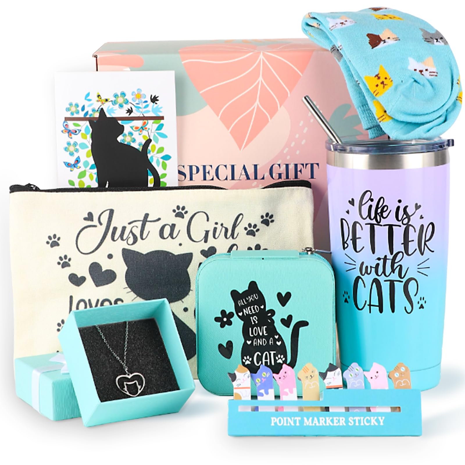 Cefanty Cat Lover Gifts For Women,Cat Mom Gifts Cat Themed Gift Basket Birthday Teacher Appreciation Valentine'S Day Mother'S Da