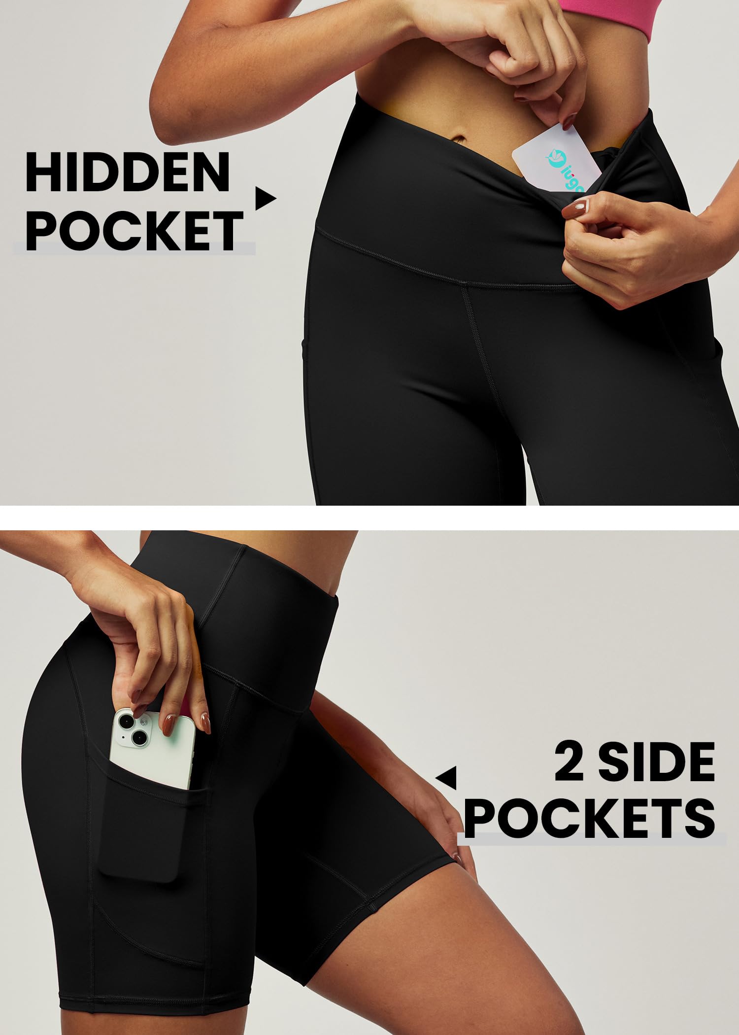 Iuga Workout Shorts For Women With Pockets High Waisted Biker Shorts For Women Yoga Shorts Running Shorts (Black, Xx-Large)