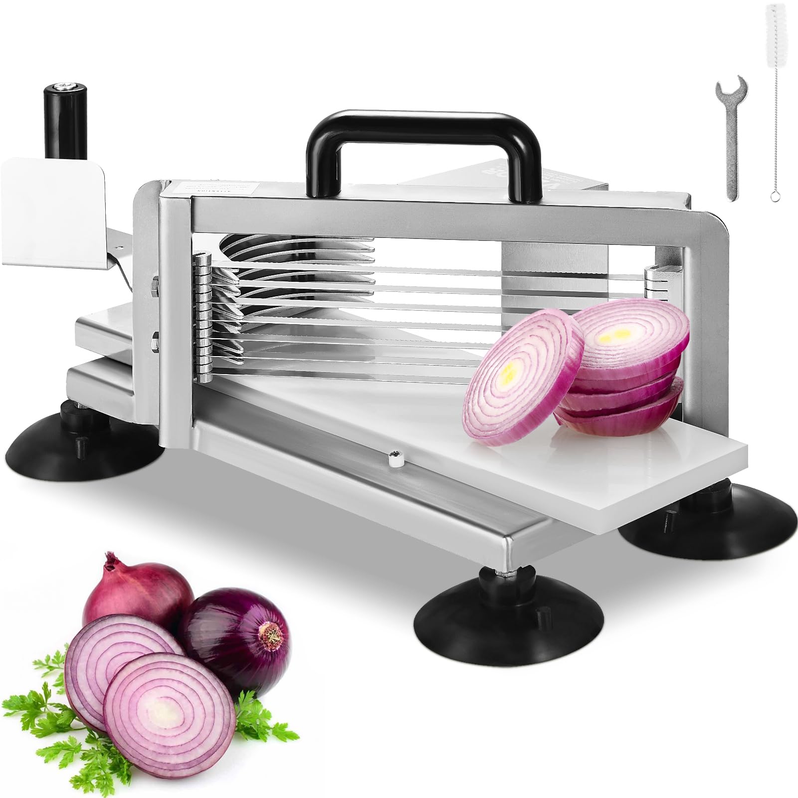 VEVOR Commercial Tomato Slicer, 3/16 inch Tomato Cutter Slicer, Stainless Steel Heavy Duty Tomato Slicer Machine, Manual Tomato 