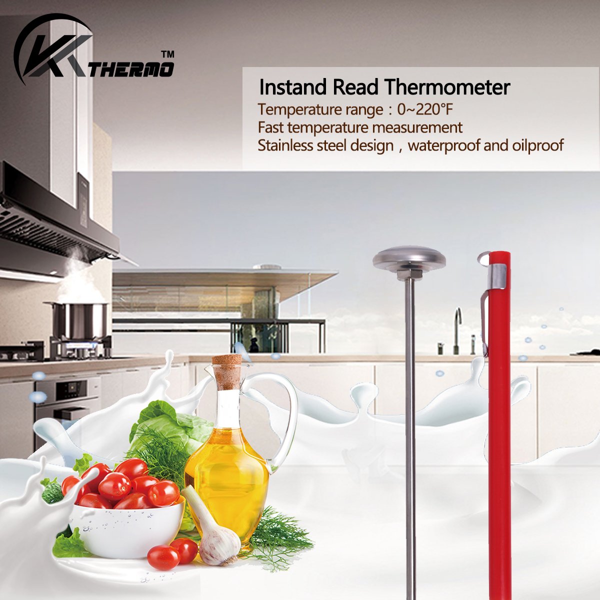 Kt Thermo Instant Read 1-Inch Dial Thermometer(4-Pack),Best For The Coffee Drinks,Chocolate Milk Foam