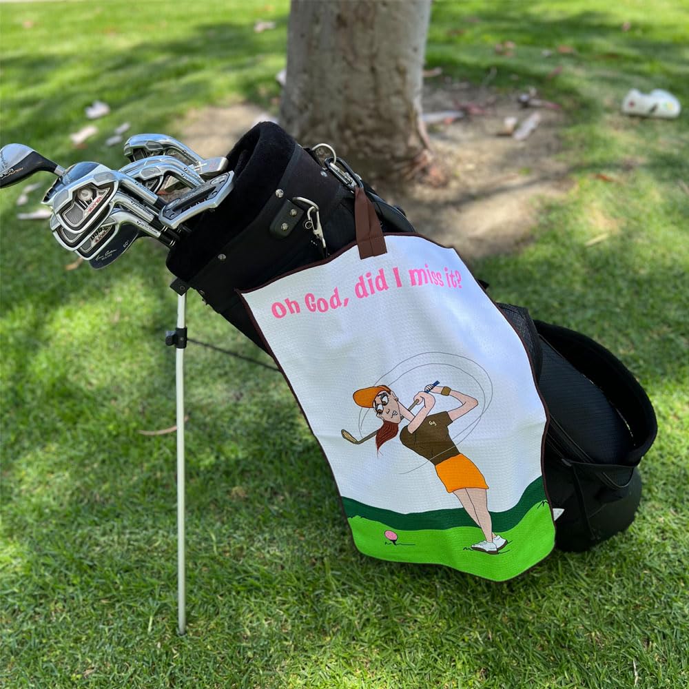 Giggle Golf Did I Miss It Waffle Golf Towel  Funny Golf Towel for Women