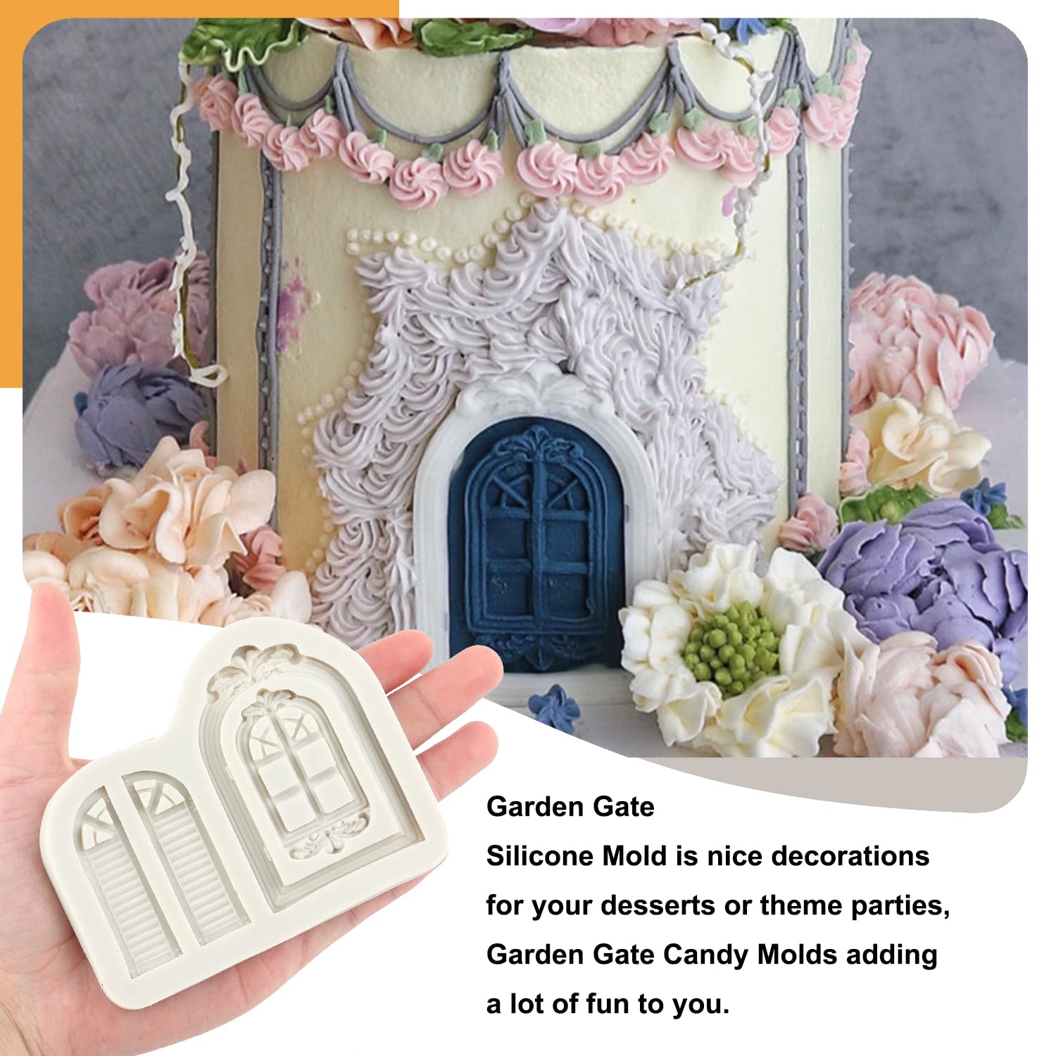 Sijiangmold Enchanted Fairy Garden Fairy Gnome Home Door Silicone Mold Stone Path Fondant Mold Brick Wall Texture Mold For Cake
