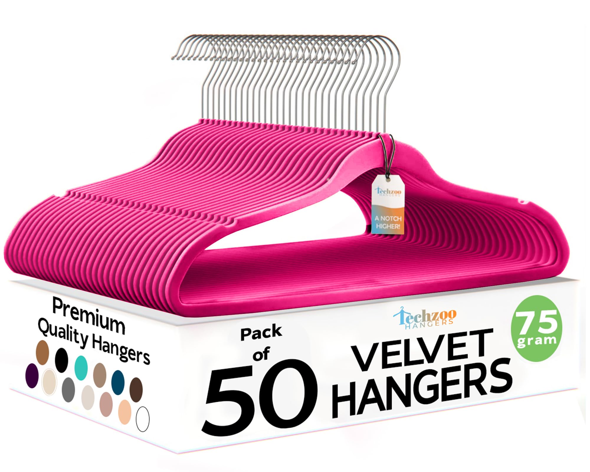 New Premium Quality Velvet Hanger (Set Of 50) - Ultra -Thin No Slip Velvet Suit Hangers - Swivel Rose Gold Hooks, Stronger Than