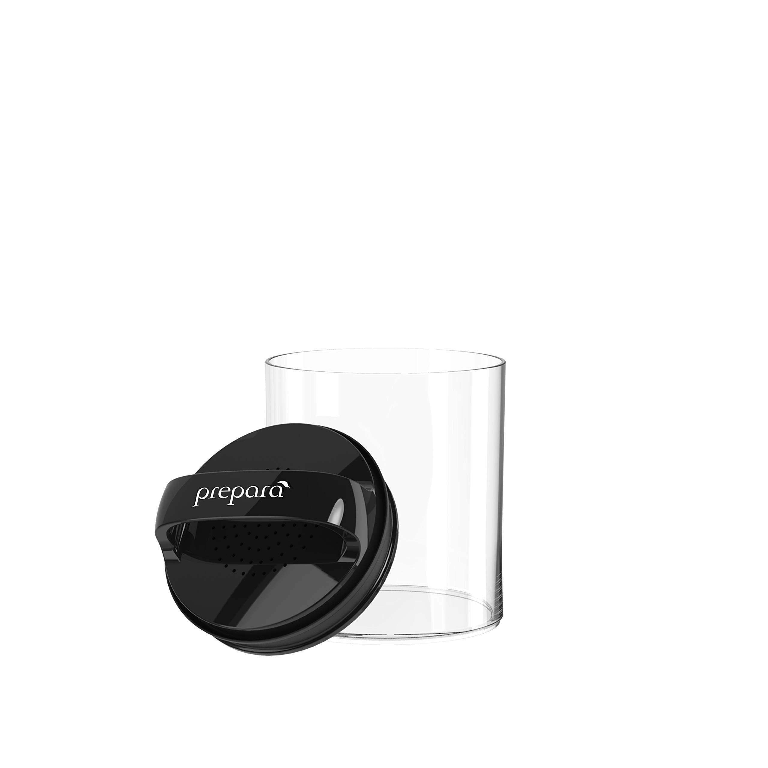 Prepara Evak Fresh Saver, Medium-Short Airless Canister With Black Handle, 1.1 Quart, Clear