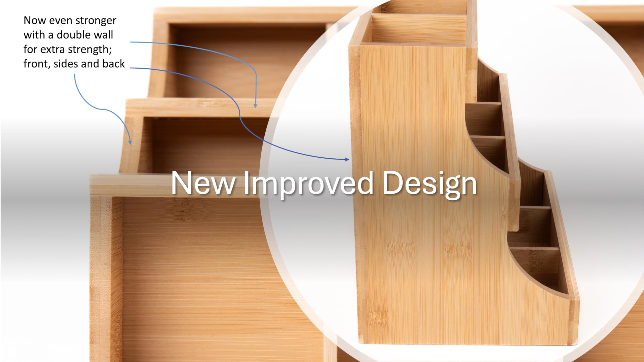 Theodore Vertical Tea Bag Organizer - Bamboo Tea Bag Holder. Holds 180 Tea Bags.Elegant And Practical Wooden Tea Box For Tea Sto