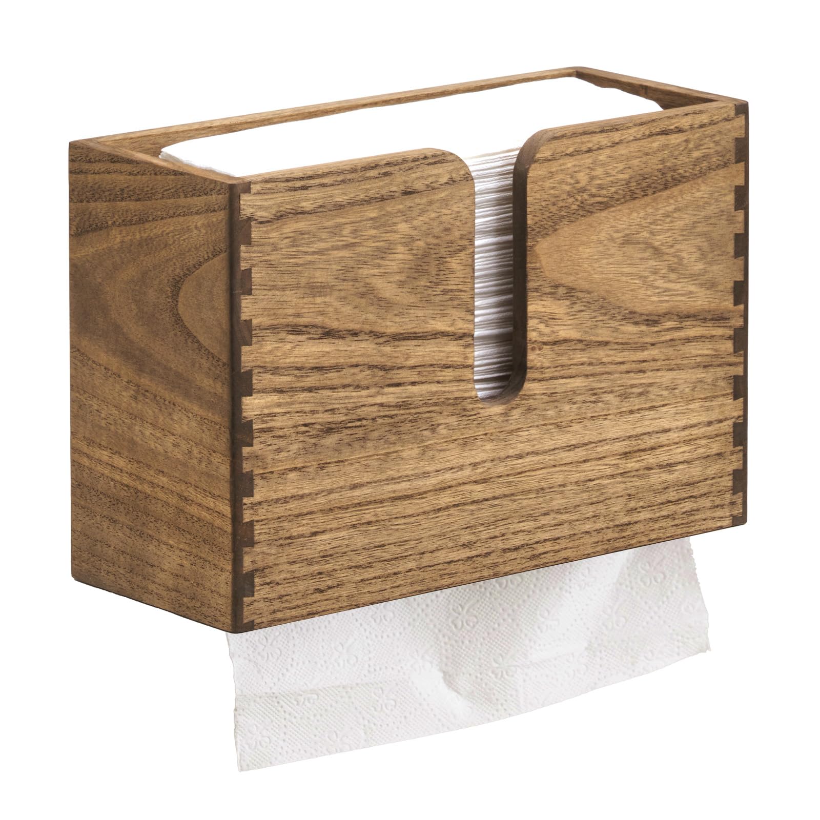 Kirigen Wood Paper Towel Dispenser - Wall Mounted Paper Towel Holder Countertop For Kitchen Restroom Decor And Bathroom - Holds