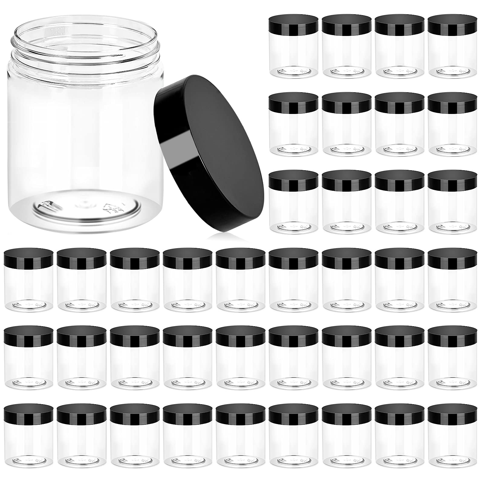 36 Pack 8 Oz(240Ml) Plastic Jars Round Clear Cosmetic Container Jars With Lids, Eternal Moment Plastic Slime Jars For Lotion, Cr