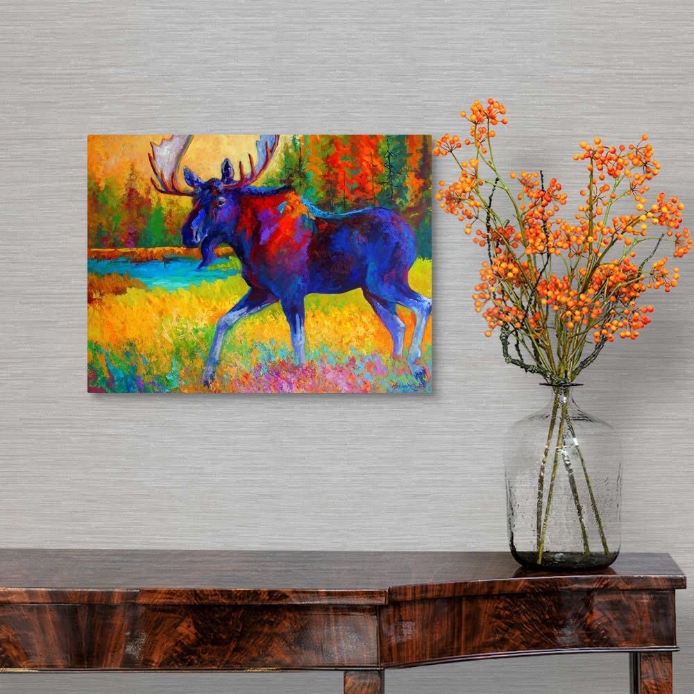 Canvas On Demand Majestic Moose Canvas Wall Art Print By Marion Rose, Home Decor, Wildlife Artwork, 16''X12''
