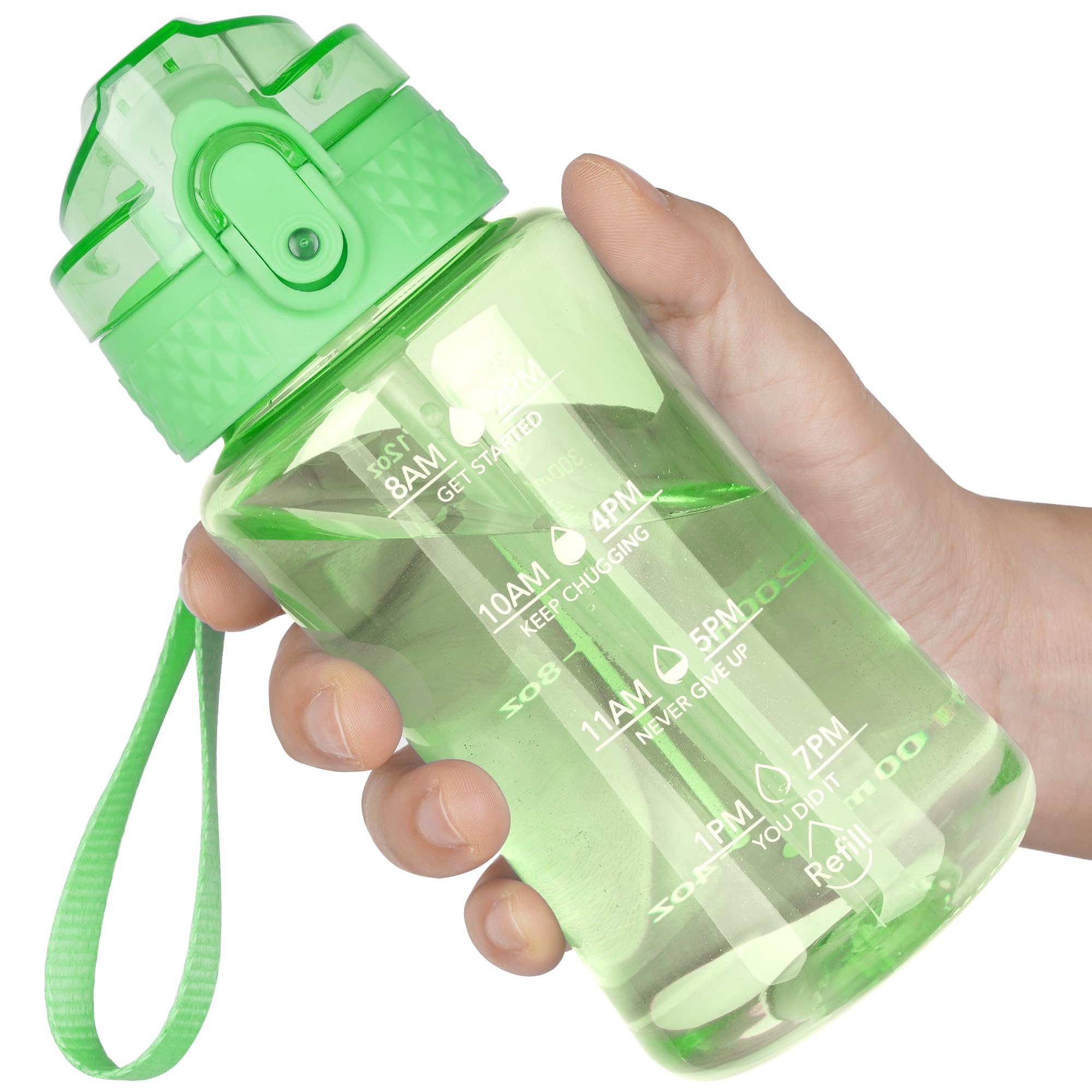OLDLEY 12oz Kids Motivational Water Bottle for School Girls & Boys, Leak-Proof Tritan BPA-Free, Reusable Bottle with Silicone St