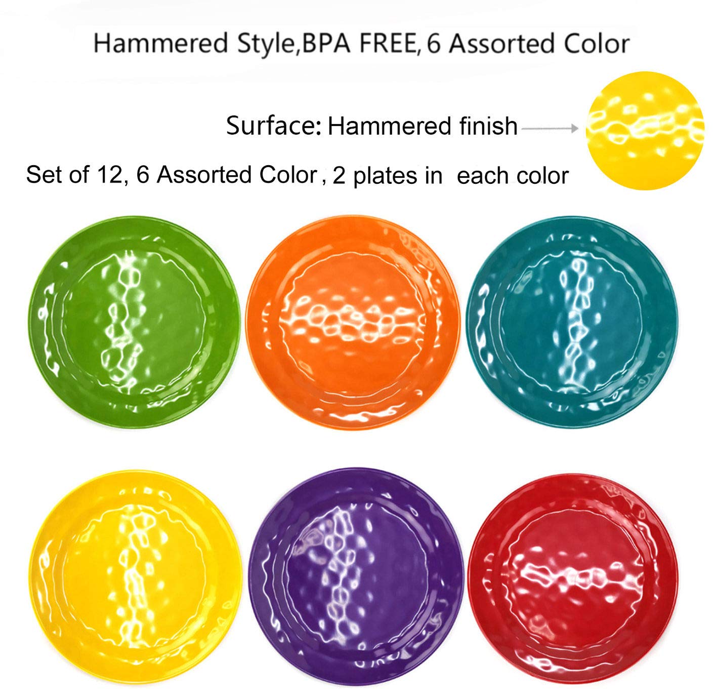 Kx-Ware Melamine Plates Set -10Inch 12Pcs 100% Melamine Dinner Plates For Everyday Use, Break-Resistant And Lightweight, Multico
