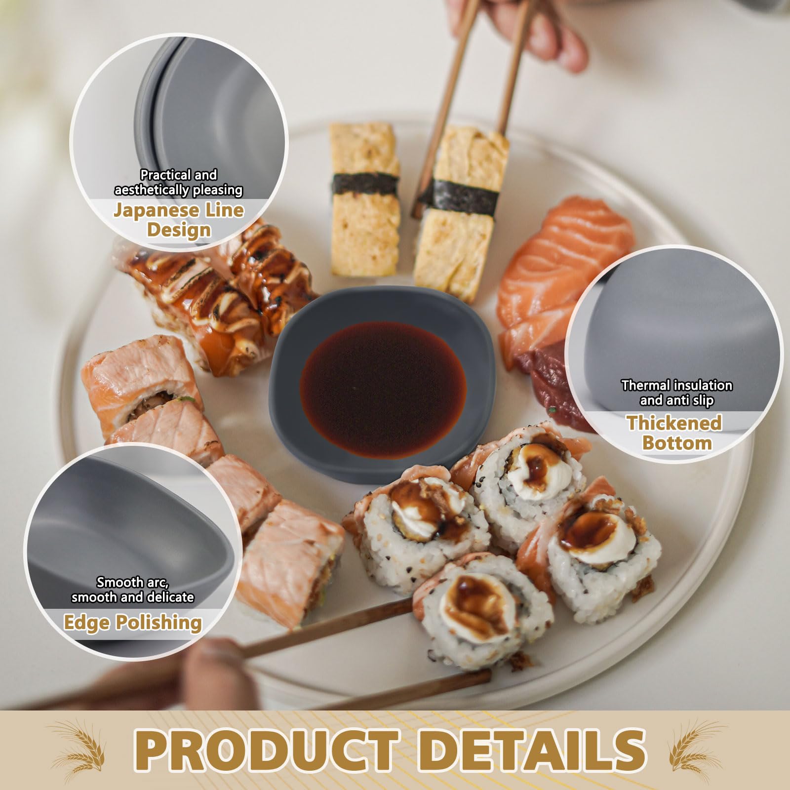 Set Of 6 Bamboo Fiber Small Bowls 4.7 Oz, Unbreakable Soy Sauce Dish, Mini Dipping Dessert Ice Cream Bowls, Serving Fruit Snack