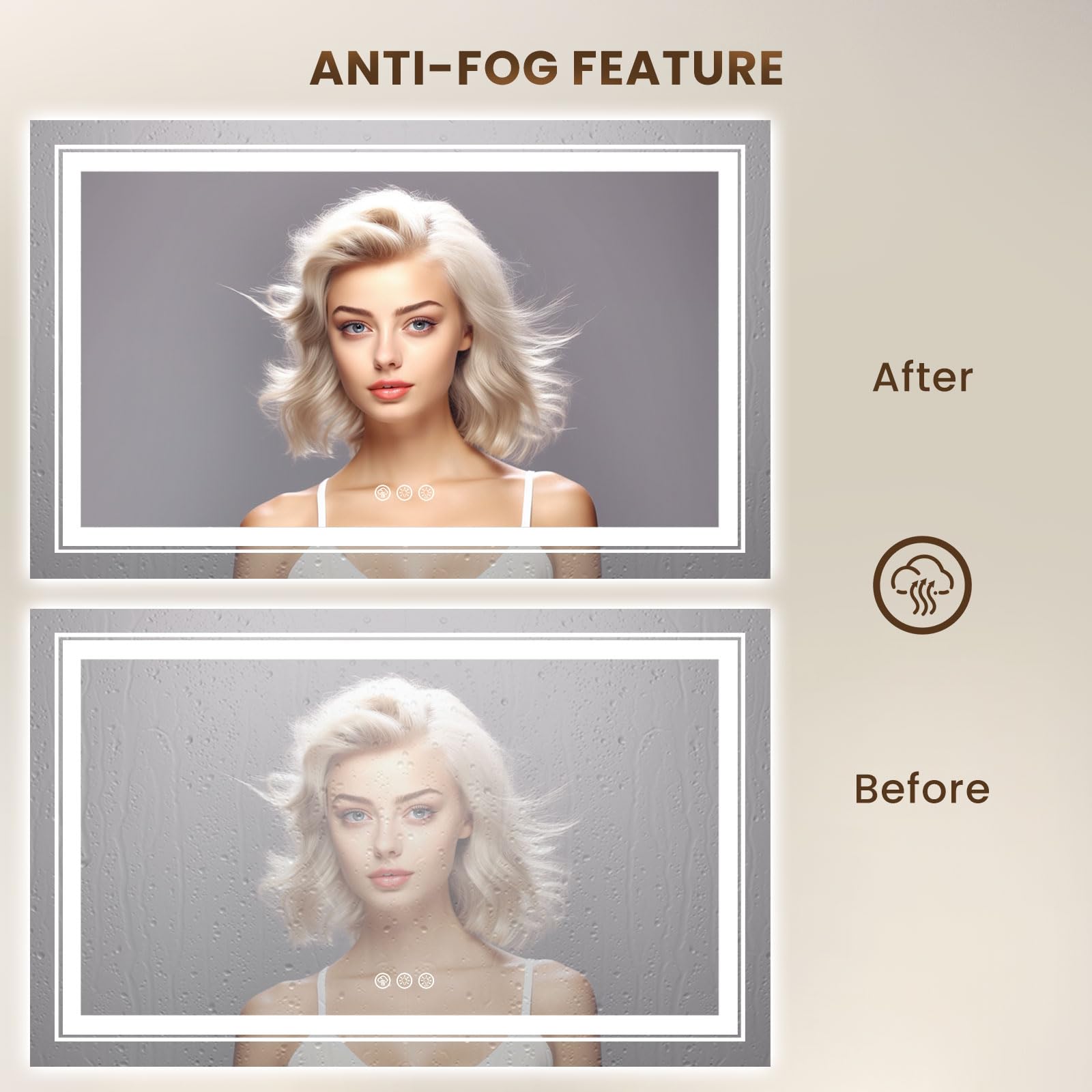 Wtty Led Bathroom Mirror 40''X30'' With Rgb Backlit And Front Light,Stepless Dimmable Led Mirror For Bathroom,Lighted Bathroom V