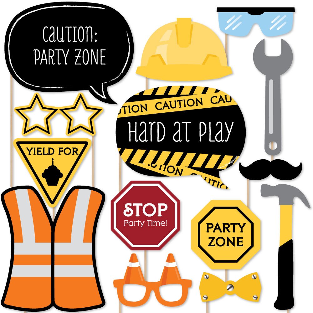 Construction Truck Photo Booth Props Kit 20 Count