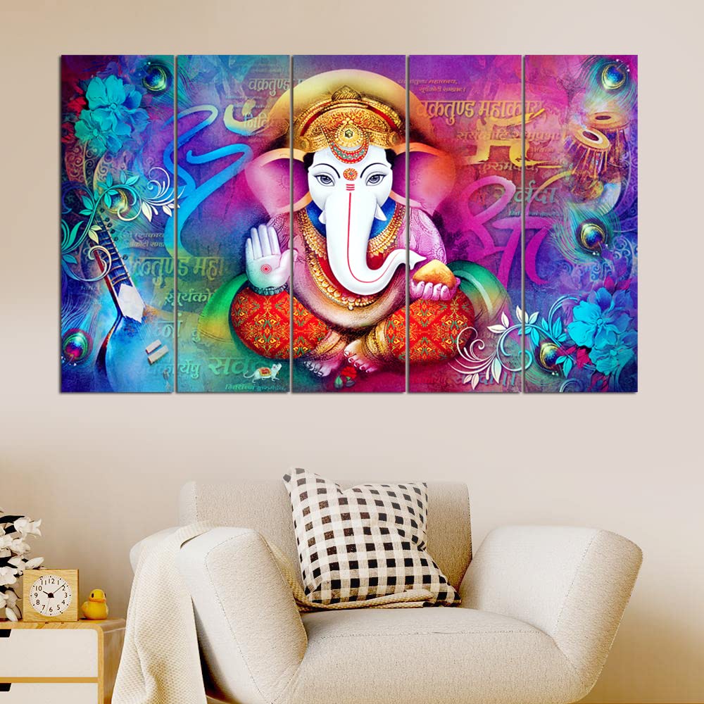 Maxstone Ganpati Big Size Wall Painting for Living Room, Bedroom, Home, Office, Drawing Room, Hotels Decor Wooden Framed Wall Ha
