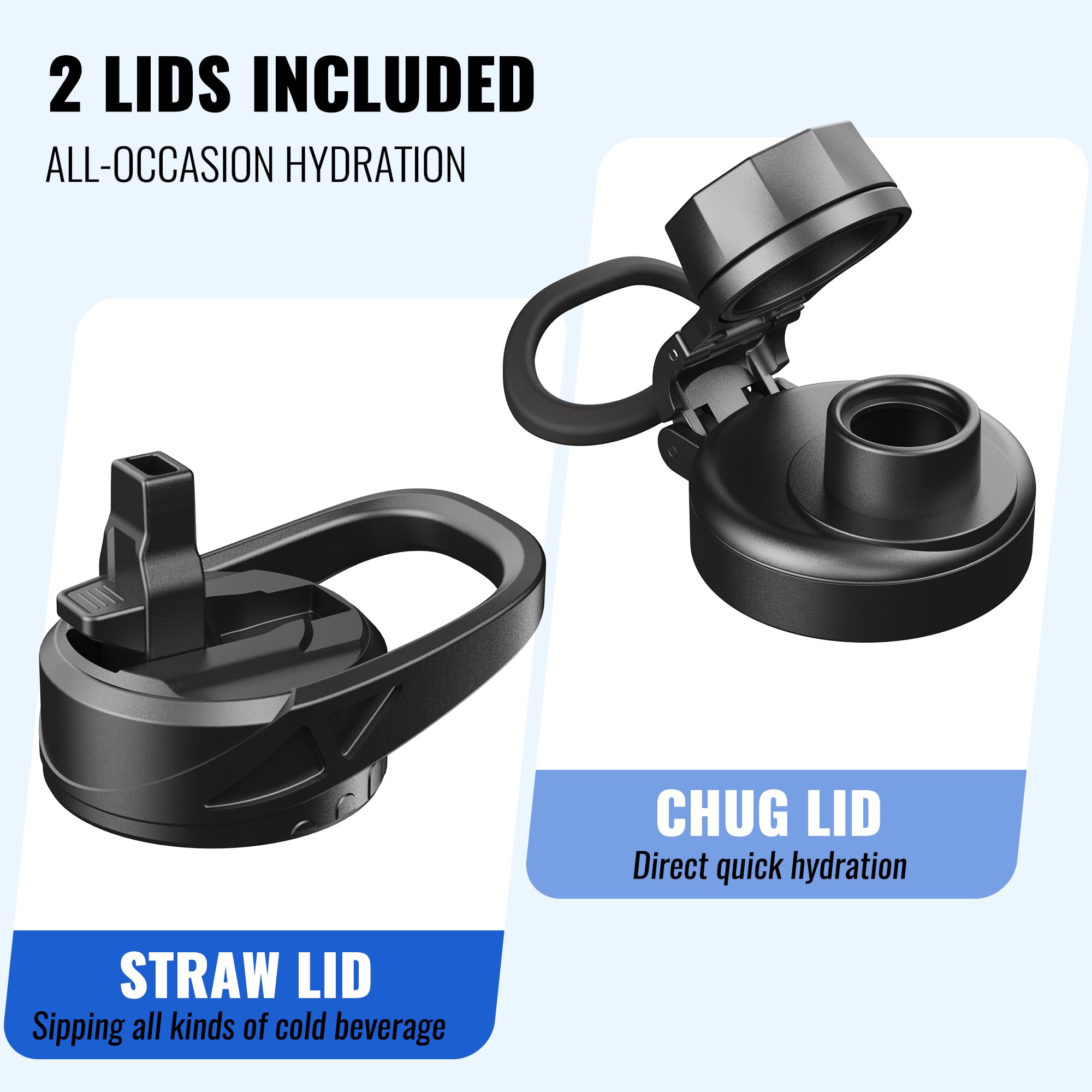 CIVAGO 64 oz Glass Water Bottle Jug with Straw and Handle, Half Gallon Sports Motivational Water Bottle with Time Marker, Wide M