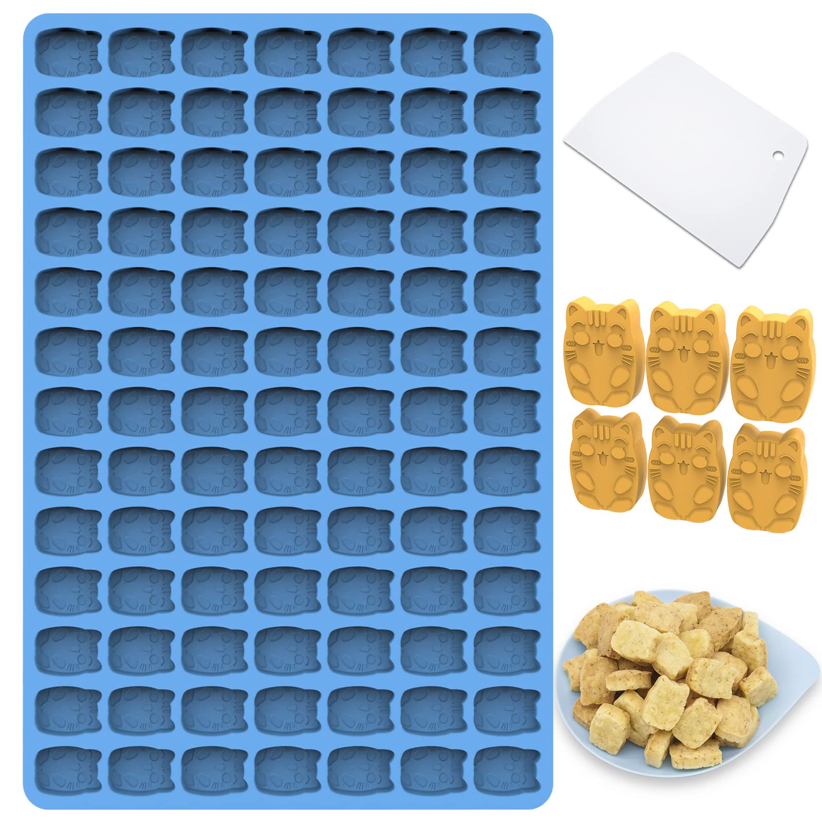 Silicone Gummy Candy Molds, 91 Cartoon Cat Shape Chocolate Molds, Non-Stick Food