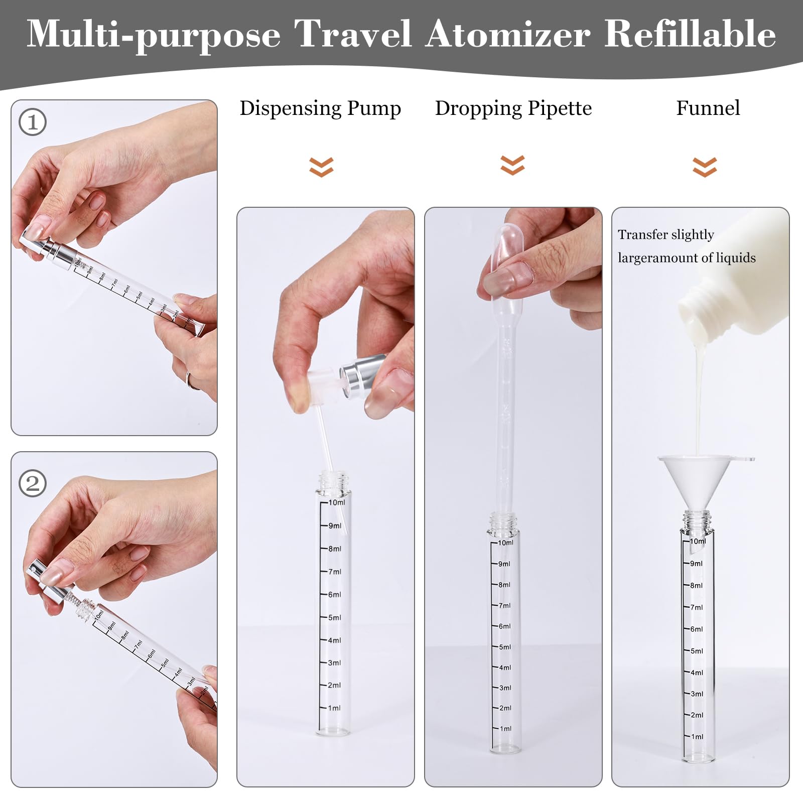 Beomeen 24Pcs 10Ml Clear Glass Perfume Travel Refillable Spray Bottles, Mini Perfume Bottle Empty, Portable Cologne Atomizer Spr