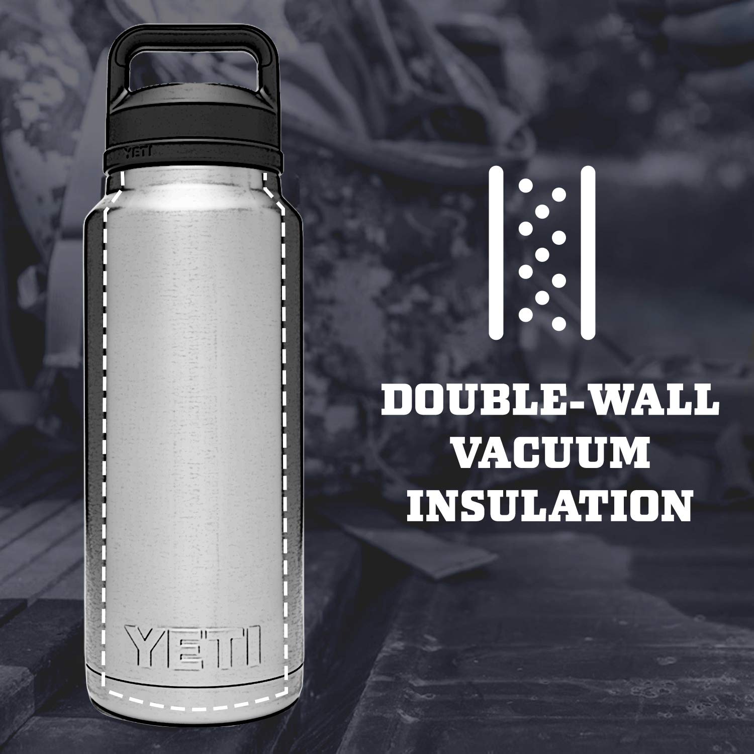 Yeti Rambler 46 Oz Bottle Retired Color, Vacuum Insulated, Stainless Steel With Chug Cap, Prickly Pear