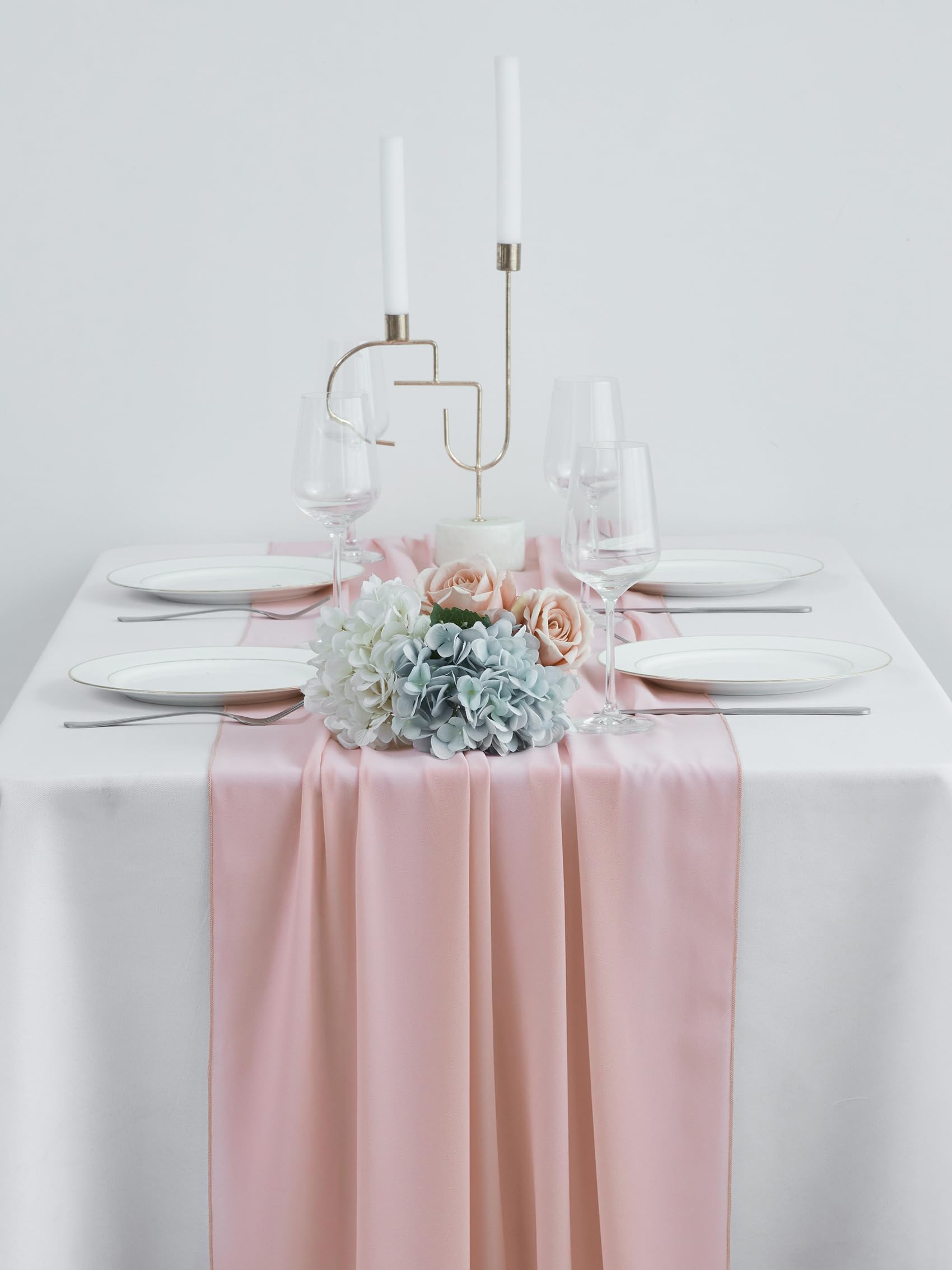 BEDDEB 10Ft Dusty Rose Chiffon Table Runner Sheer Wedding Table Runner 29x120 Inches Romantic Tulle Table Runner for Boho Rustic Wedding Decor Birthday Party Bridal Baby Shower Table Decoration