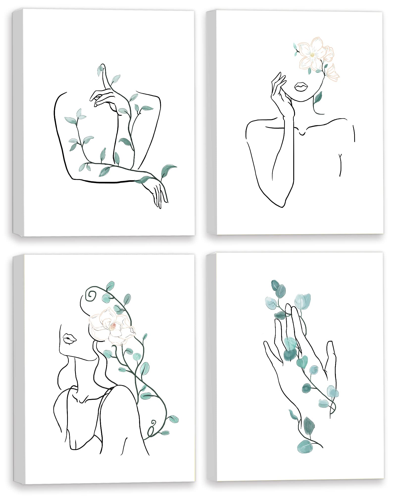 Botanical Framed Wall Art Decor For Women - Boho Wall Art For Living Room - Minimalist Wall Art Decor For Office - Modern Abstra