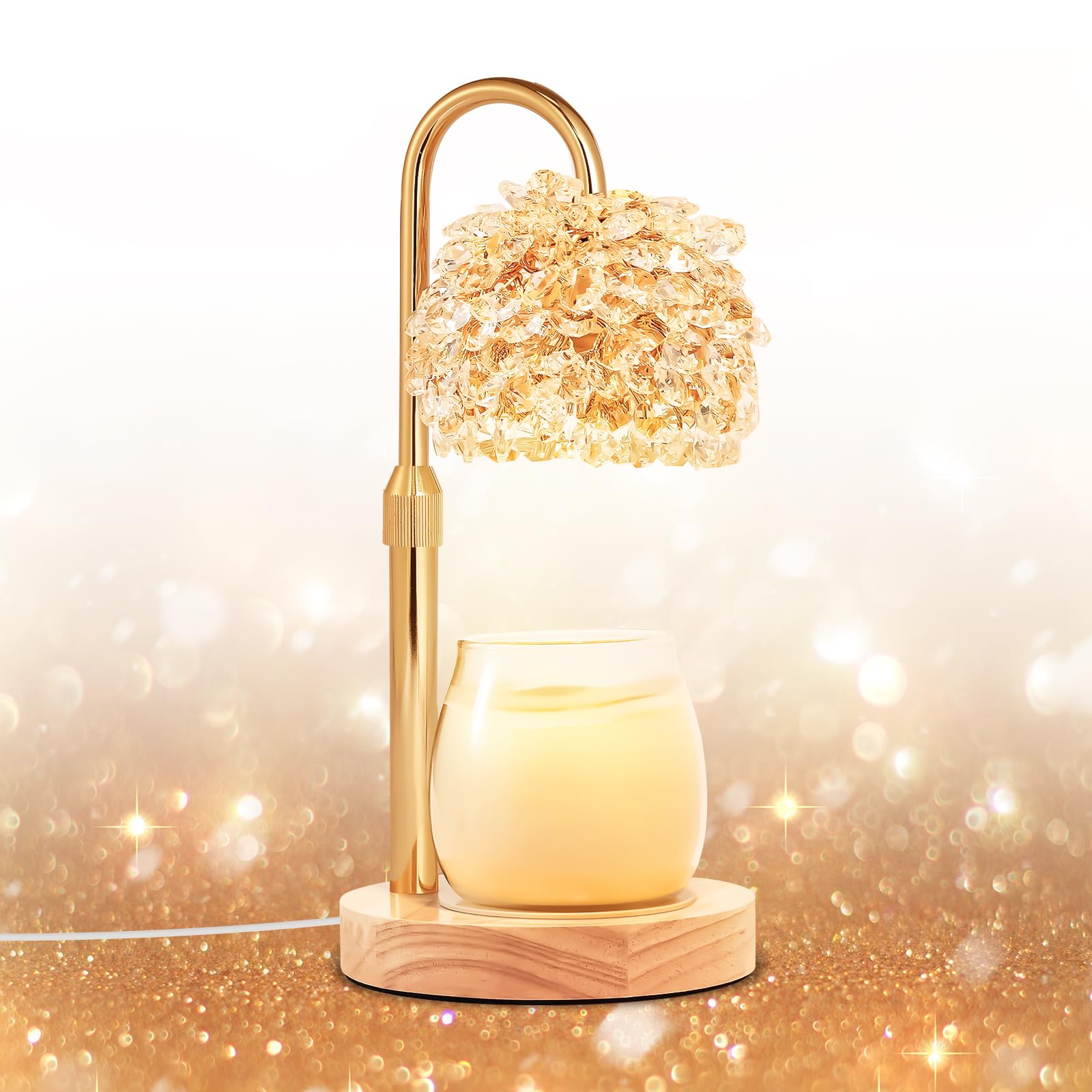 LOFTEK Candle Warmer Lamp with Timer - Dimmable - Adjustable Height, Electric Wax Melt Warmer Lamp with 2 Bulbs for Scente, Jar 