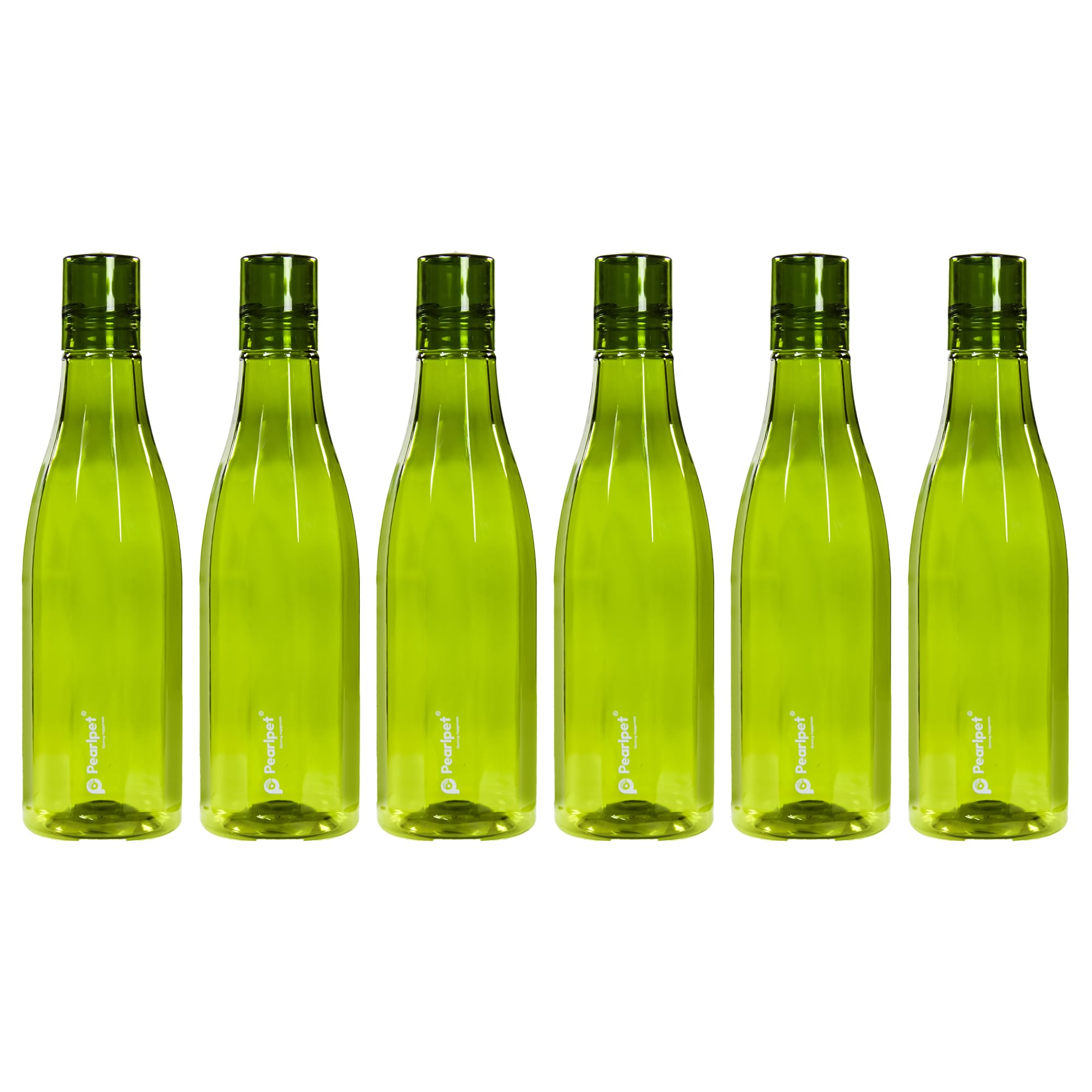 Pearlpet Azzure Bpa-Free Plastic Water Bottle Set Of 6 Pcs, Each 1000Ml, Green
