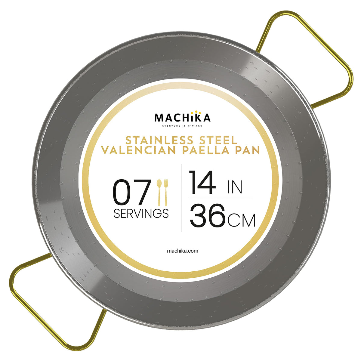 Machika Stainless Steel Paella Pan | Cooking Pan | Stainless Steel Skillet For Paella And Rice Recipes | Stainless Steel Valenci