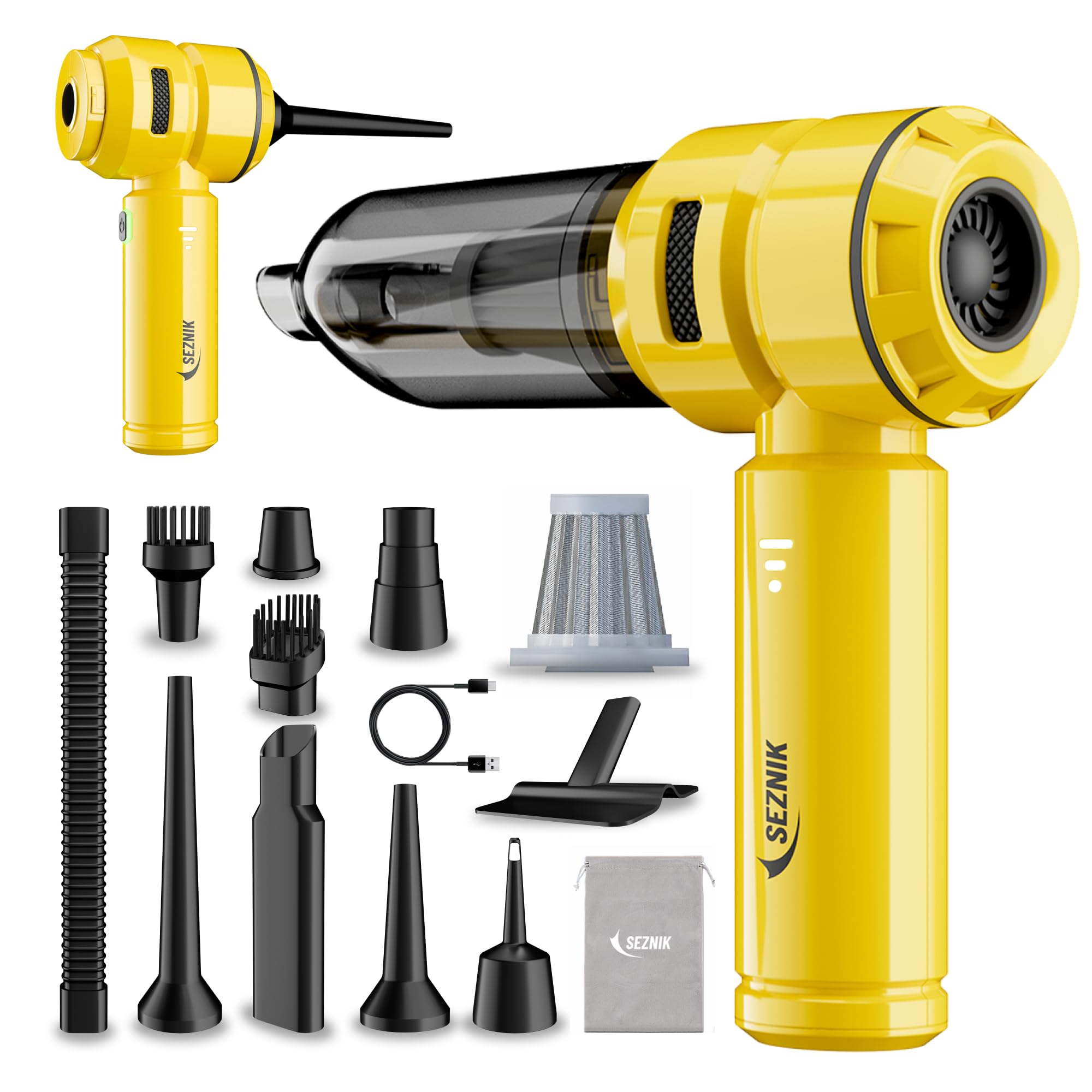 Seznik Vacuum Cleaner For Home Use | Car Use | 4 In 1 Cordless Vacuum Cleaner & Blower | Rechargeable 6000Mah | 3 Speed Suction 