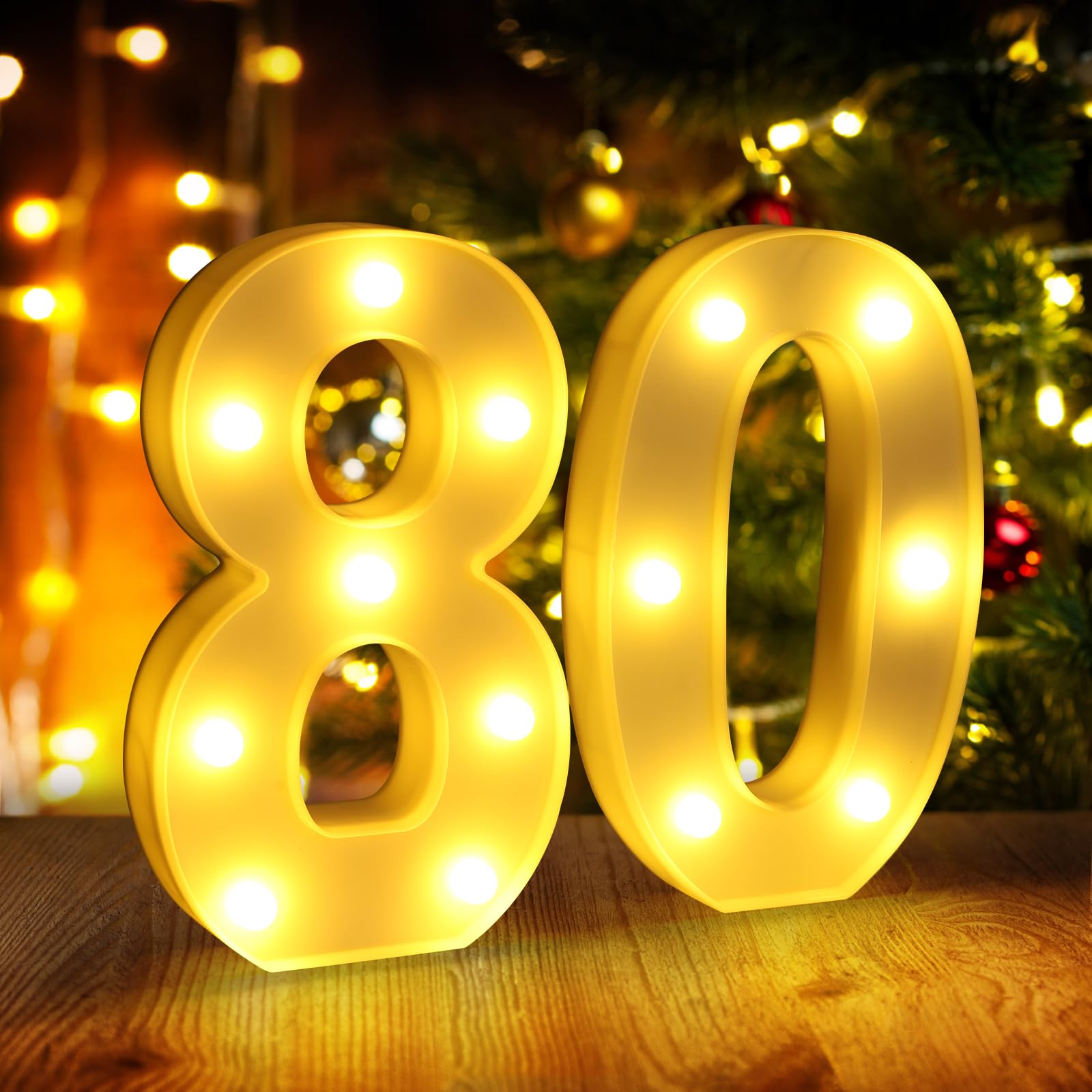80th Birthday Decorations for Women Men,Happy 80 Birthday Decorations for Centerpieces Table,80 Light Up Numbers Sign Led for Pa