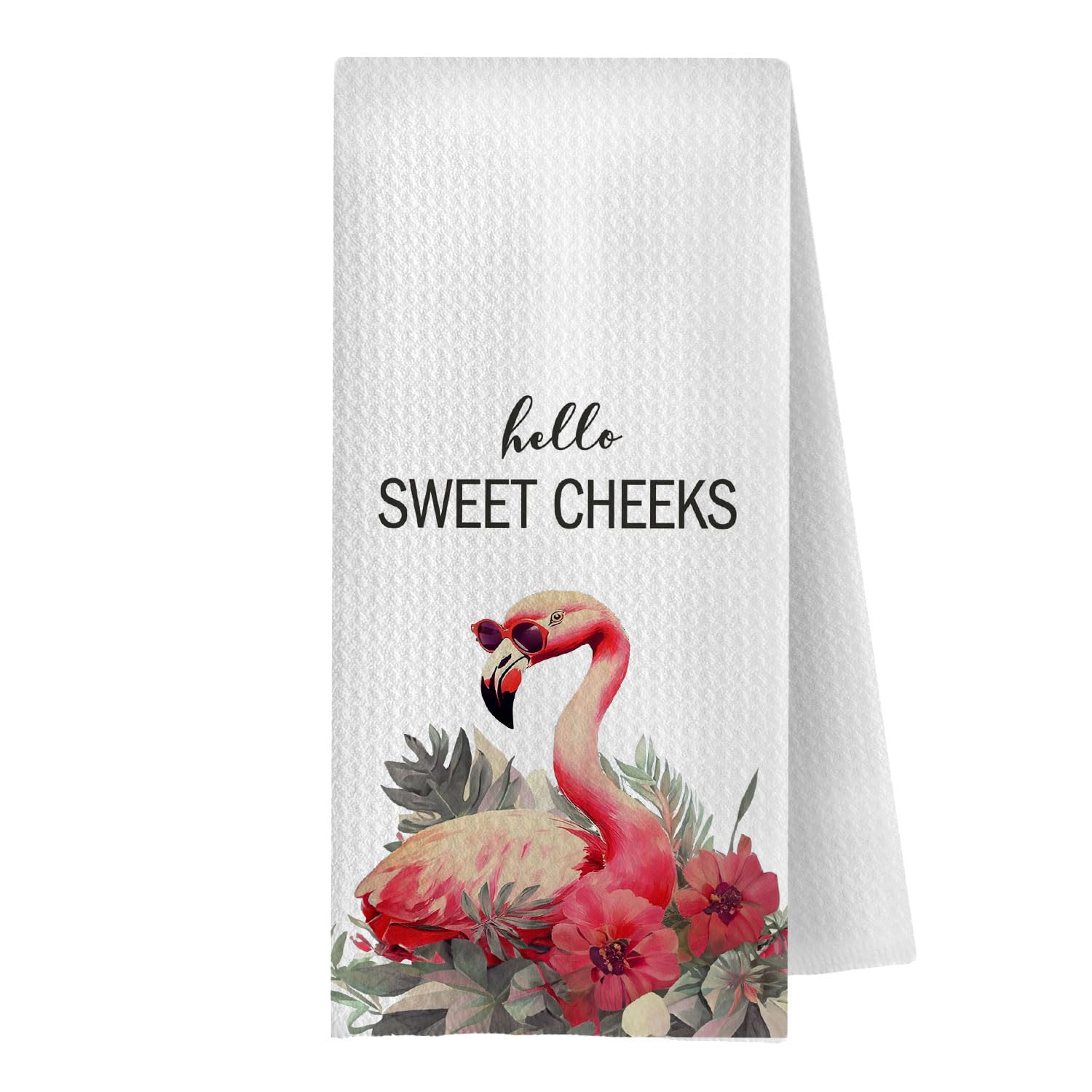 GCFET Flamingo Bathroom Decor Towels - Hello Sweet Cheeks Hand Towels, Pink Flamingo Gifts for Women Girls, 16x24 Inch
