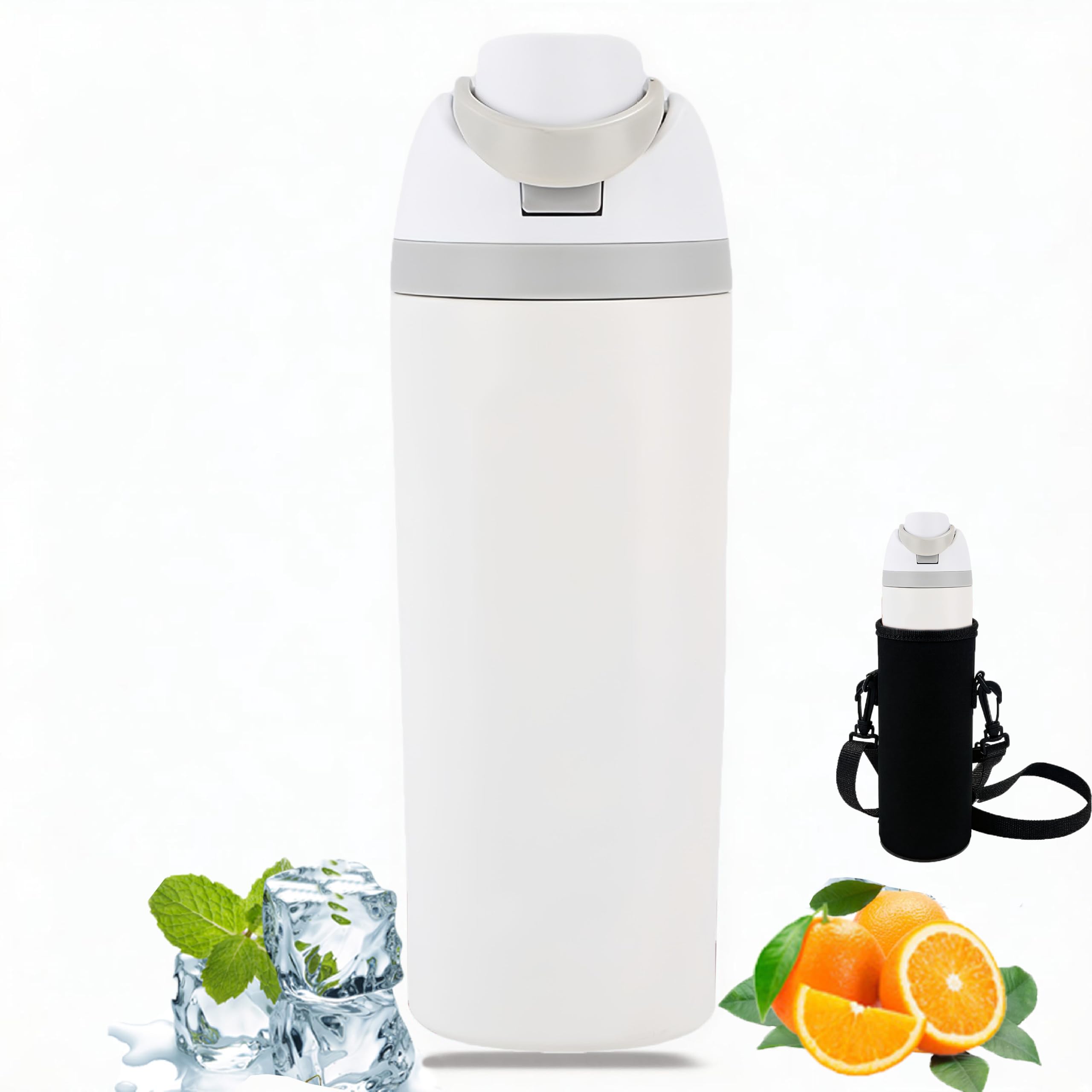 White OwaIa Style Water Bottle 24 Oz Stainless Steel Leak Proof Insulated Water Bottle BPAFree Sports Water Bottle for Sports a