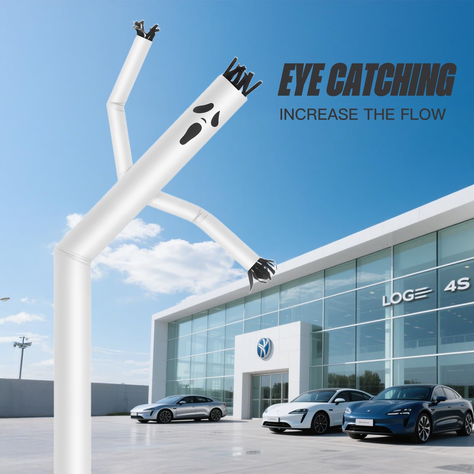 Mkevi Ghost 20ft Air Puppet Dancer Inflatable Waving Tube Man Attachment - Wacky Waving Dancing Tube Guy for Business Promotion
