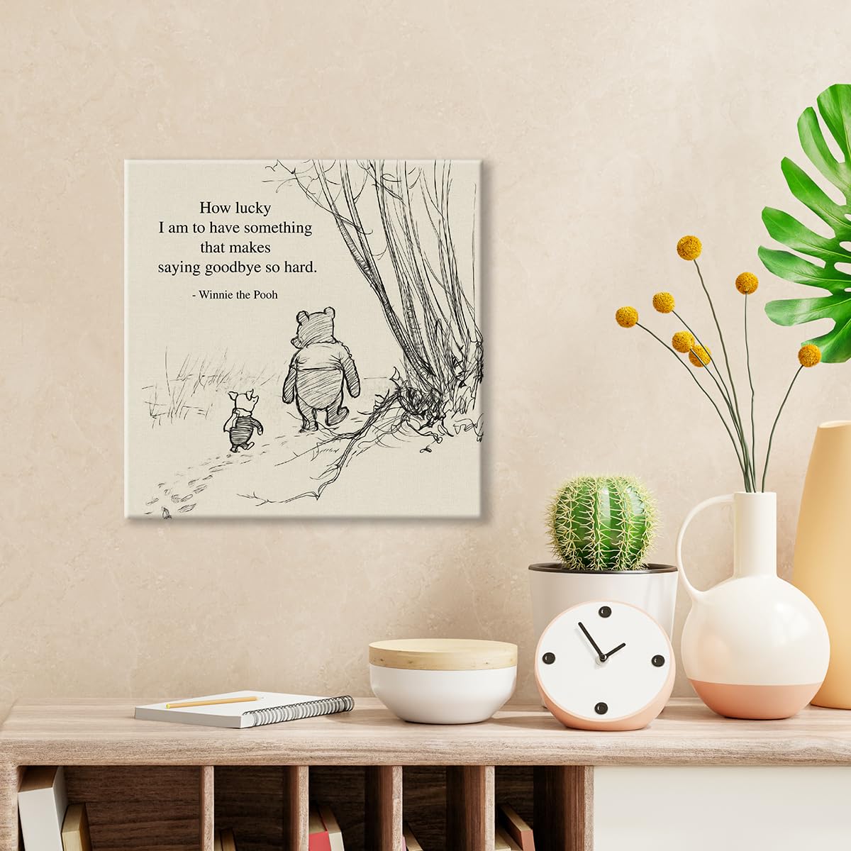 Classic Winnie The Pooh Wall Art Decor Retro How Lucky Am I Quotes Sayings Canvas Painting Pictures Framed Print Sign Artwork Re