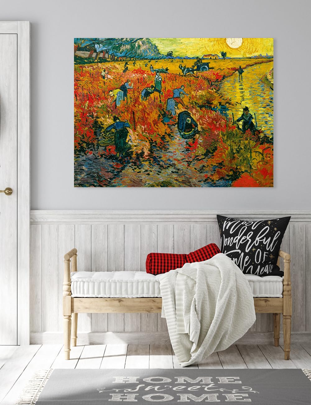Decorarts - The Red Vineyards, Vincent Van Gogh Reproductions. Oversize Giclee Canvas Print Wall Art For Home Wall Decor. 40X30X