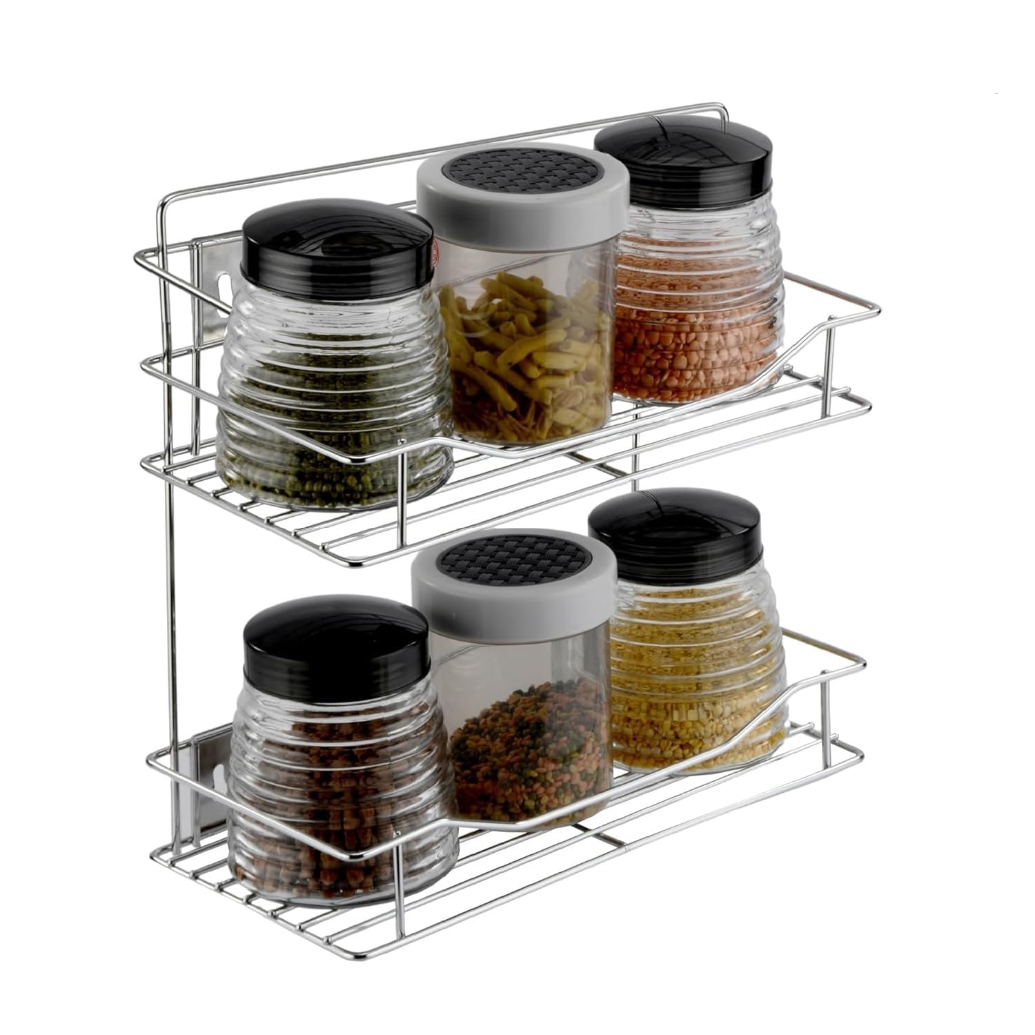 Q13 Stainless Steel 2 Tier Kitchen Rack, Multipurpose 2 Layer Tiered Shelf Spice Rack, Container Organizer For Kitchen Storage, 
